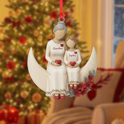 Grandma & Grandchild Christmas Ornament: Personalized Moon Tree Hanging Decoration image 1
