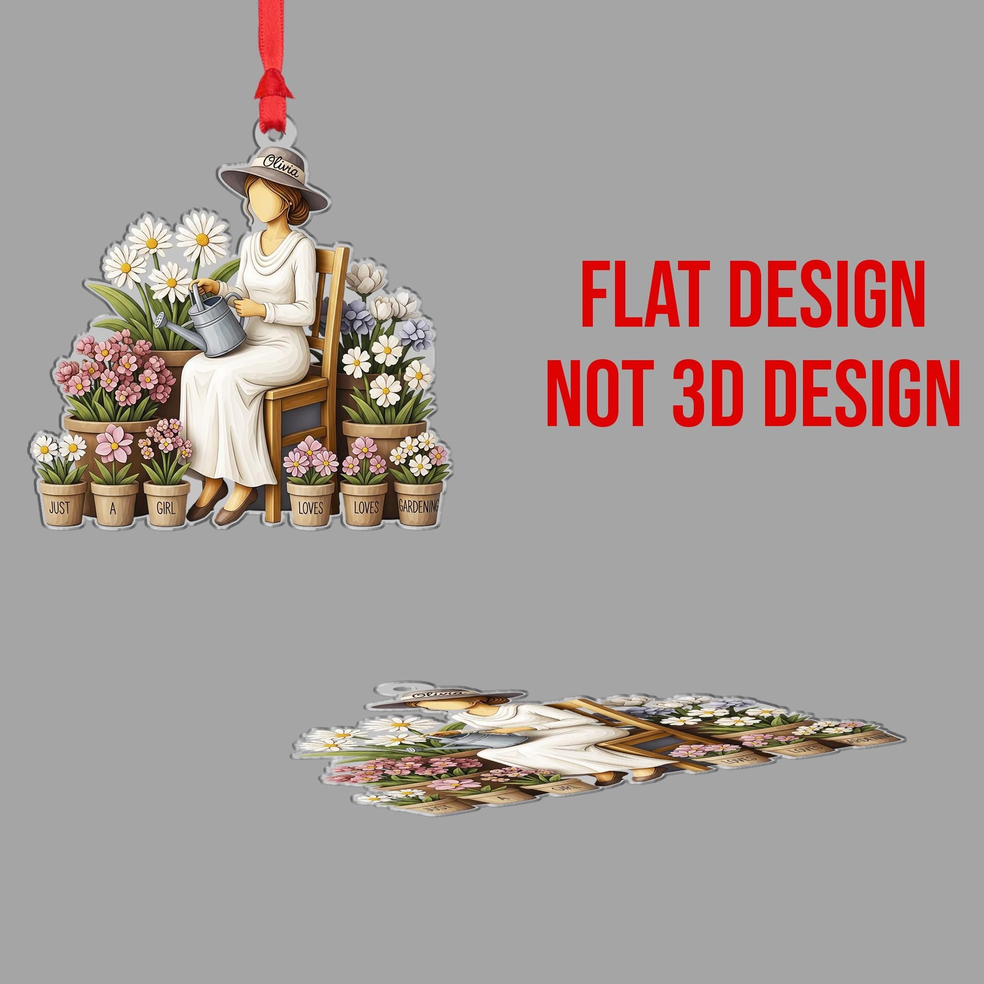 Personalized Gardener Acrylic Ornament: Custom Name, Just A Girl Who Loves Gardening image 2