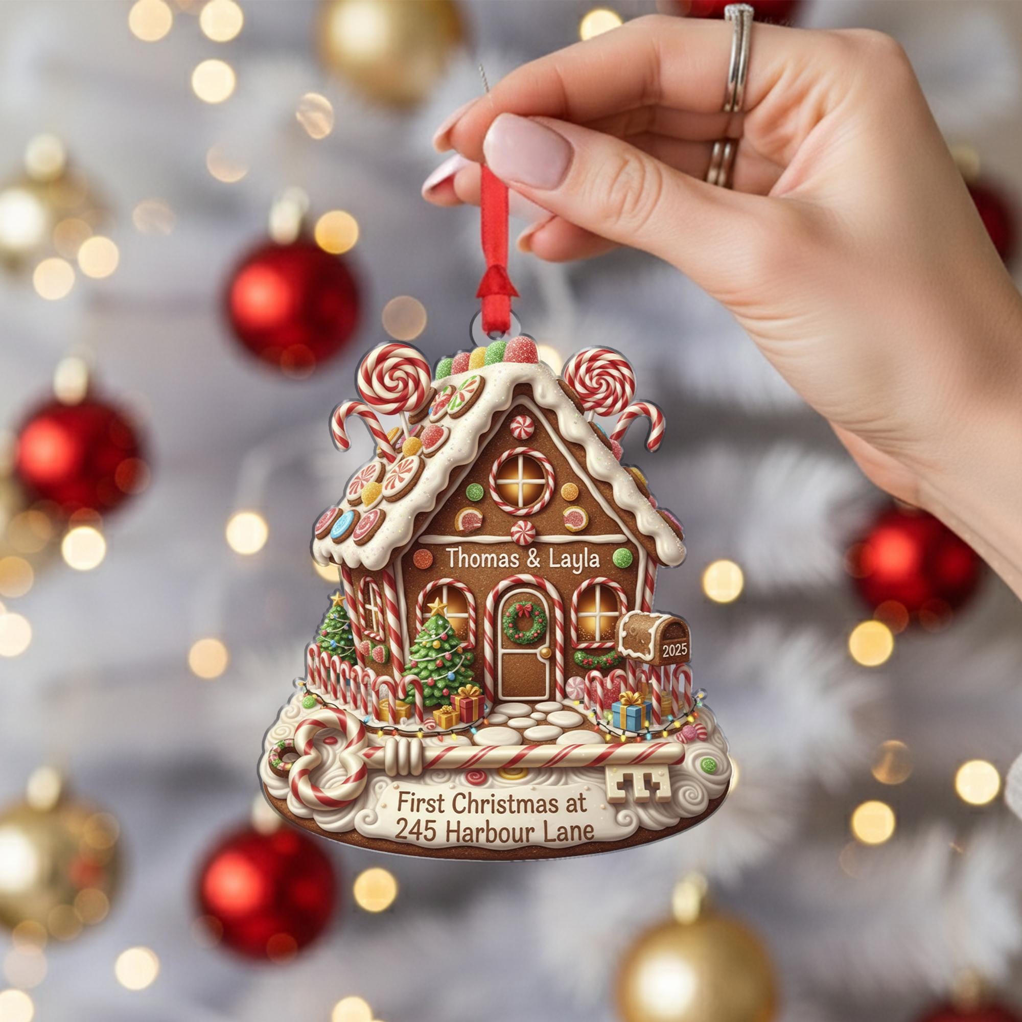Personalized Gingerbread House Ornament – First Christmas in Our New Home Ornament, Holiday Keepsake 2025 image 2