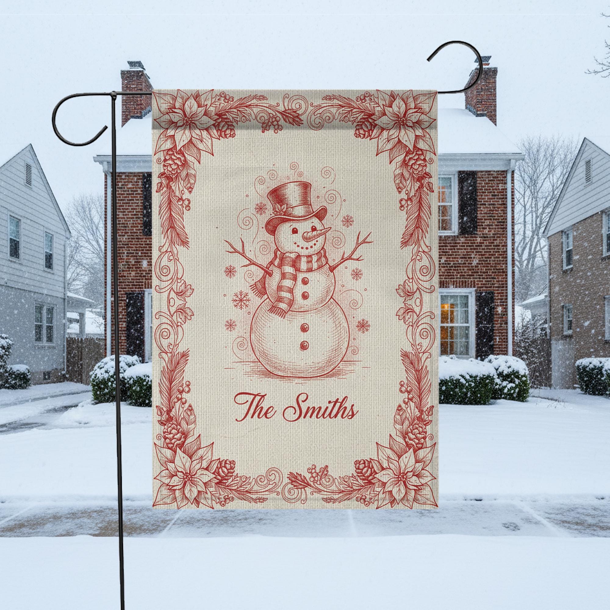 Personalized Snowman Garden Flag - Winter Holiday Decor, Custom Family Yard Sign image 6