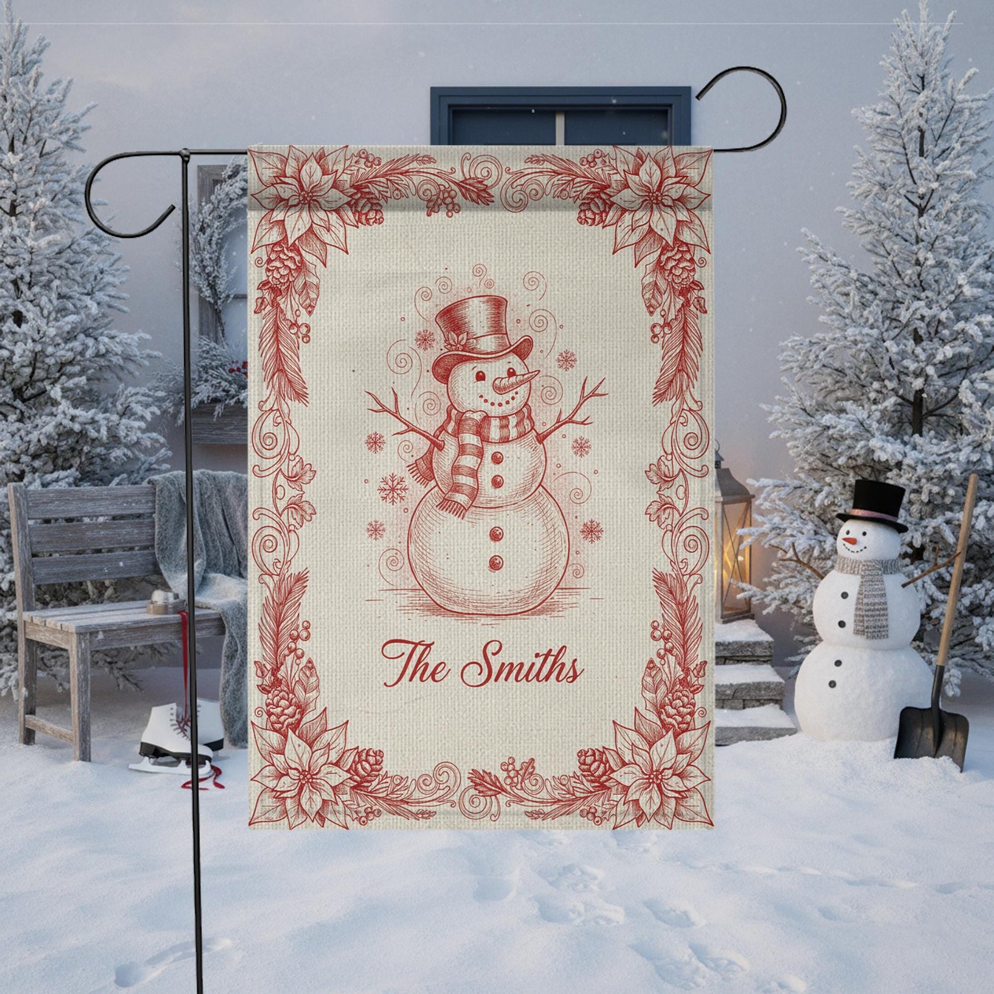 Personalized Snowman Garden Flag - Winter Holiday Decor, Custom Family Yard Sign image 7
