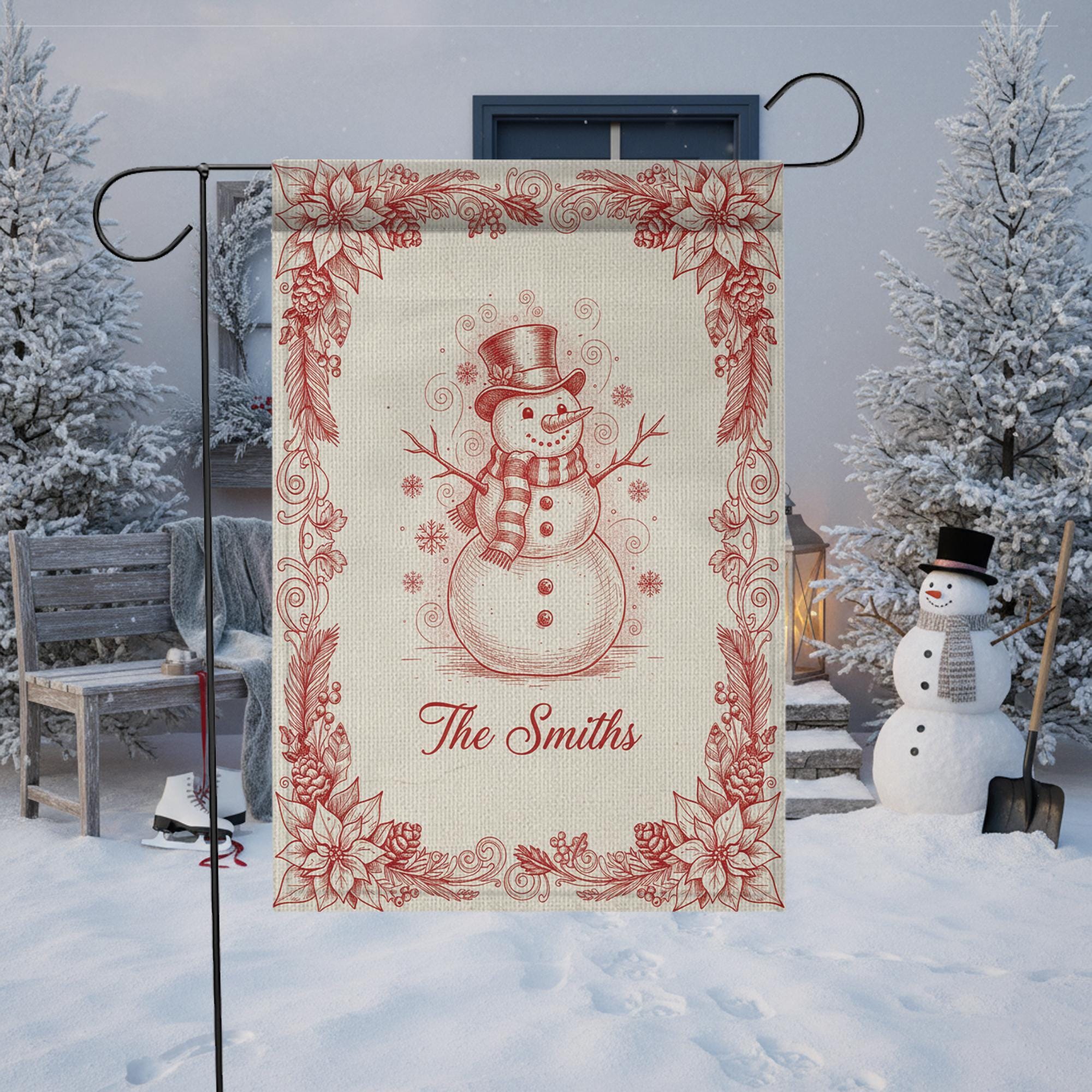 Personalized Snowman Garden Flag - Winter Holiday Decor, Custom Family Yard Sign image 7