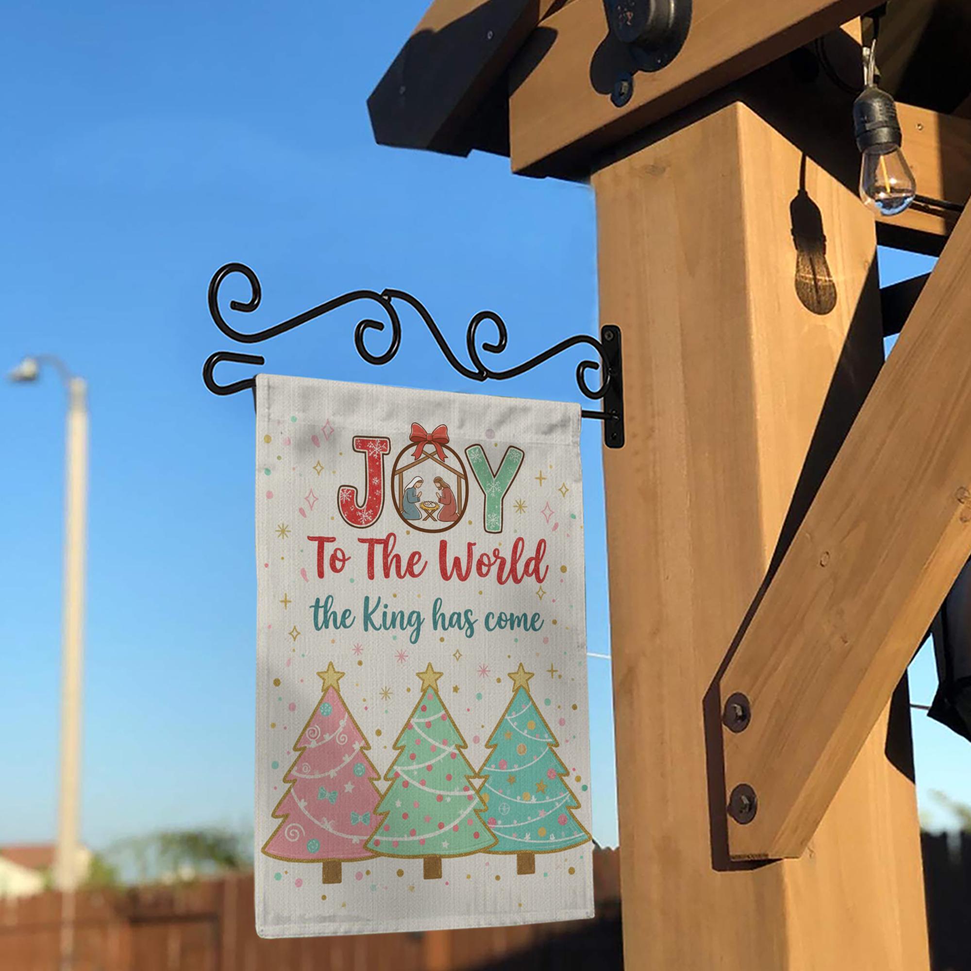 JOY to the World Garden Flag – Nativity Christmas Yard Decor with Trees & Snowman image 7