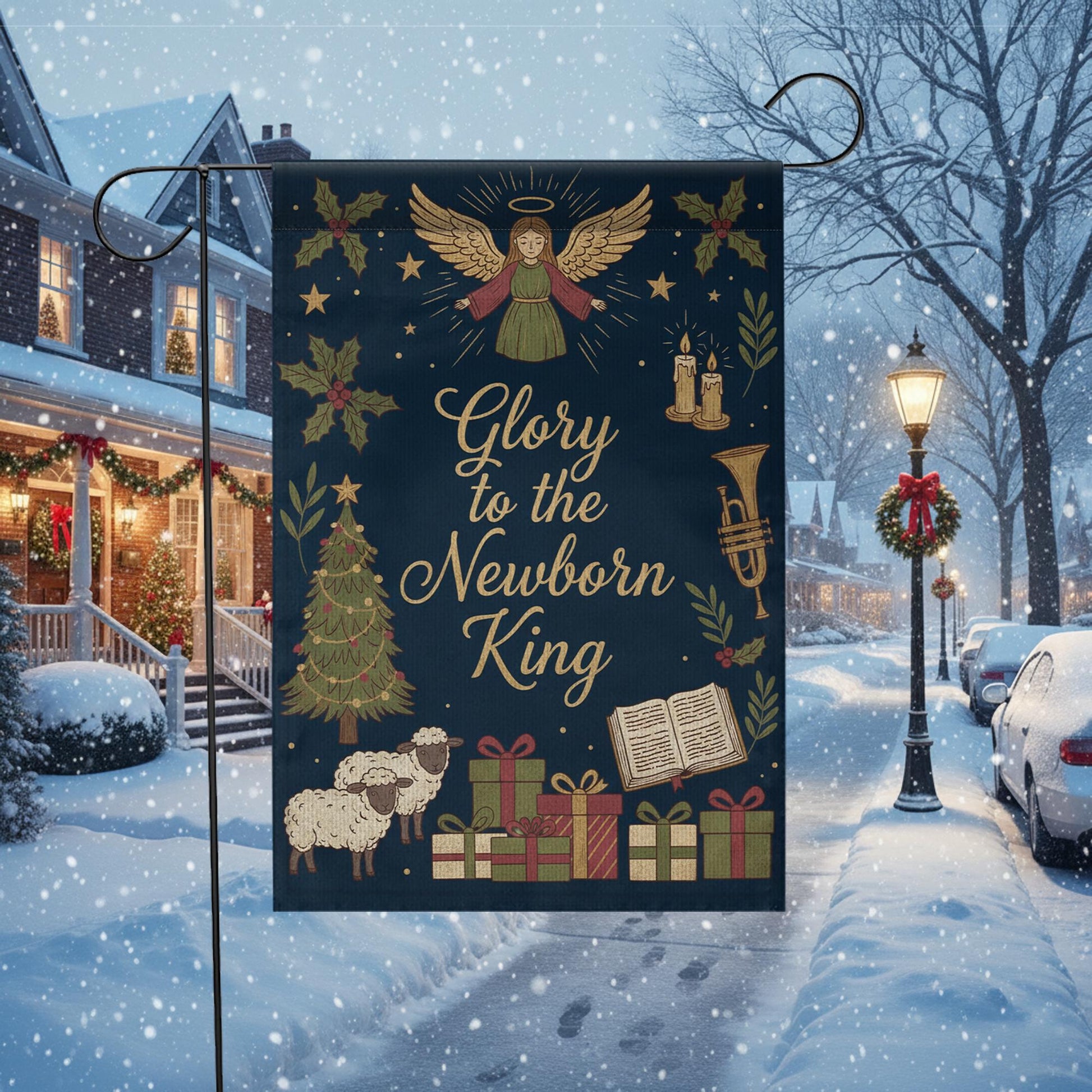 Polyester Garden Flag – Glory to the Newborn King Christmas Outdoor Decor image 2