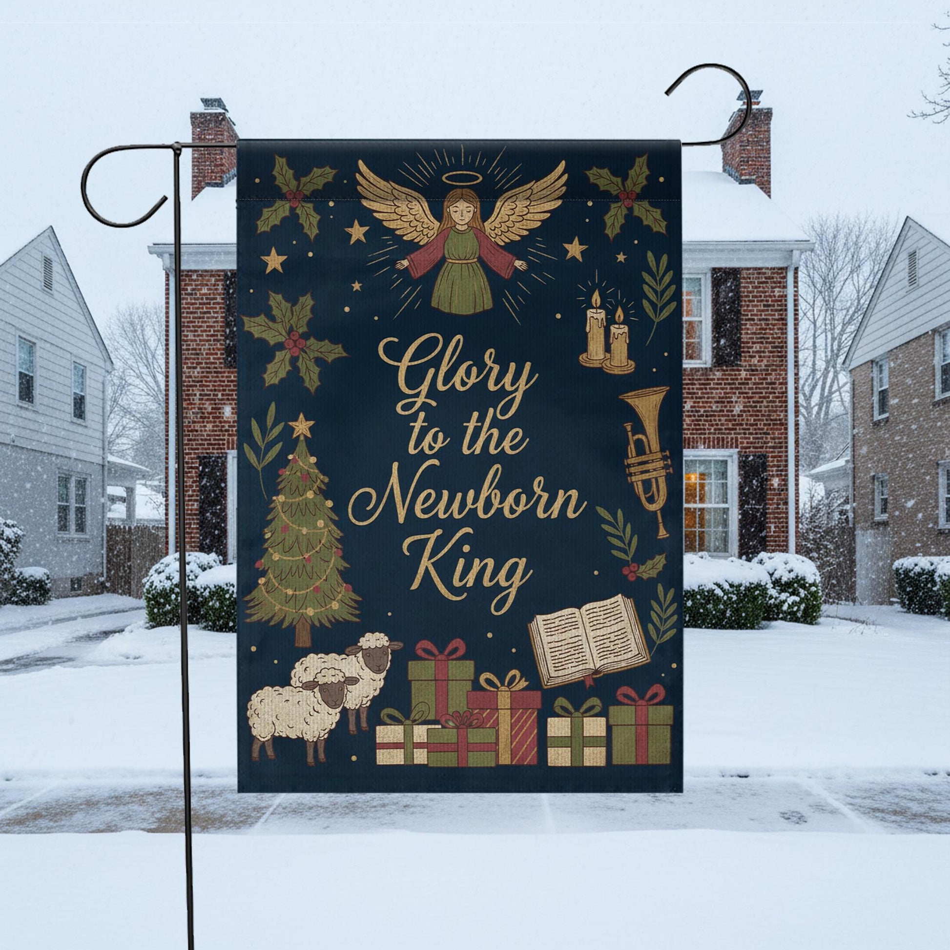 Polyester Garden Flag – Glory to the Newborn King Christmas Outdoor Decor image 5