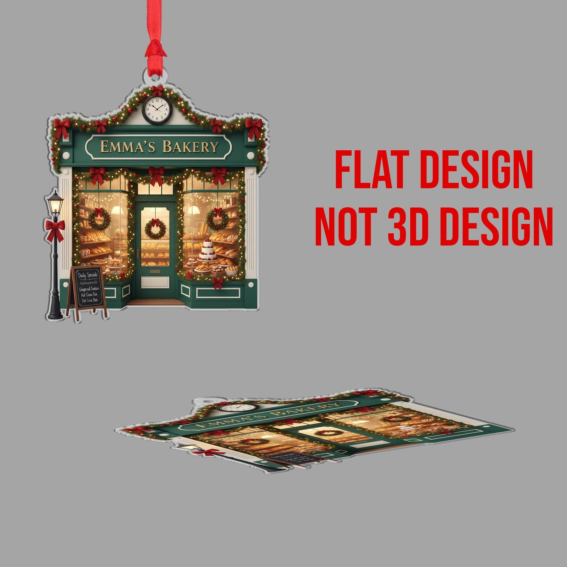 Holiday Bakery Shop Ornament – Miniature Storefront Xmas Decoration image 3