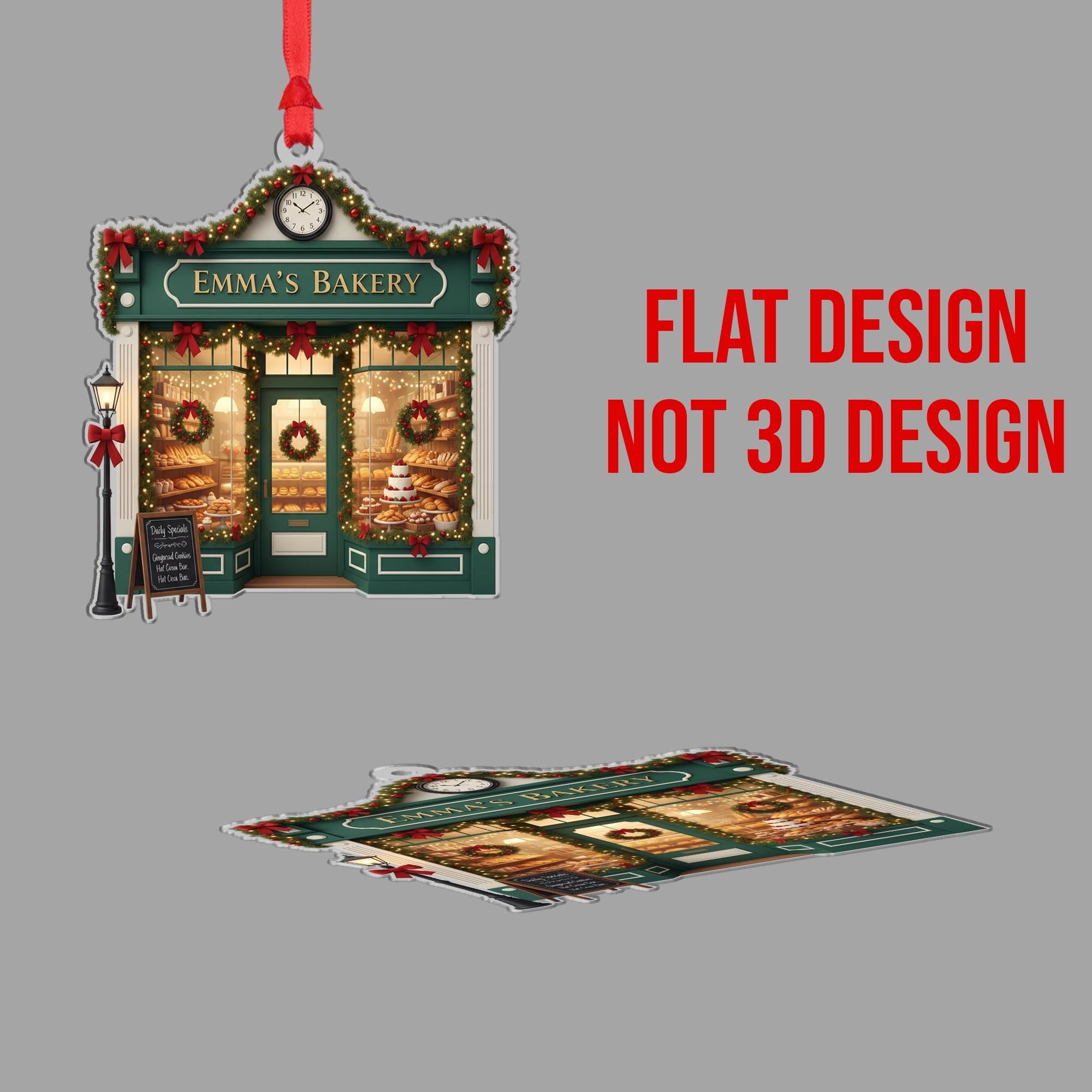 Holiday Bakery Shop Ornament – Miniature Storefront Xmas Decoration image 3