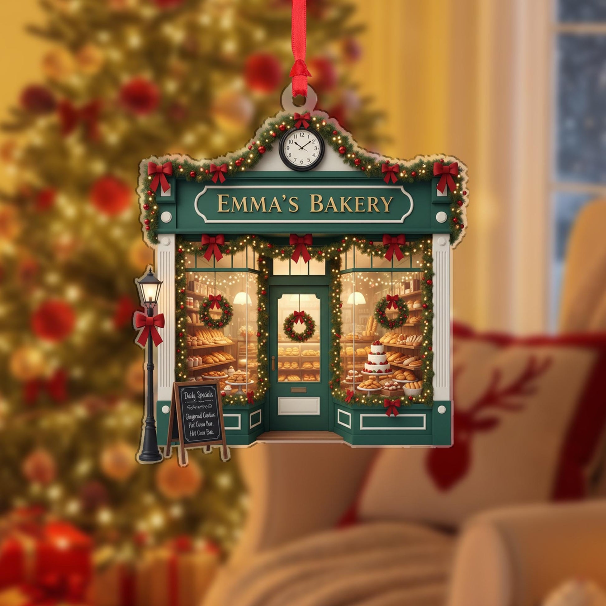 Holiday Bakery Shop Ornament – Miniature Storefront Xmas Decoration image 2