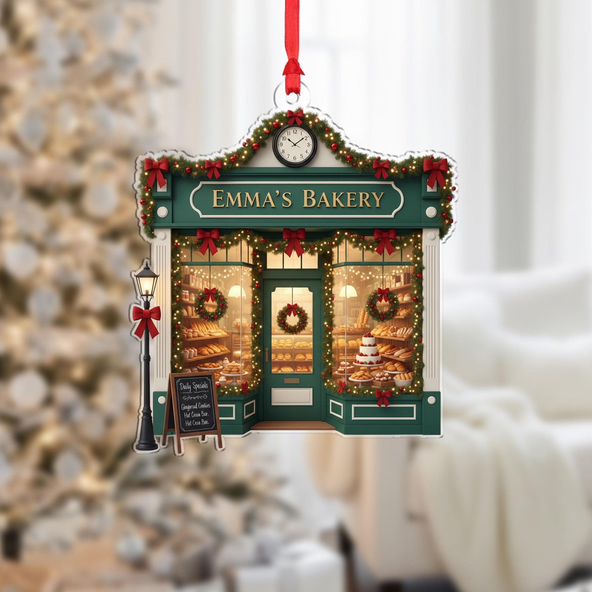 Holiday Bakery Shop Ornament – Miniature Storefront Xmas Decoration image 1