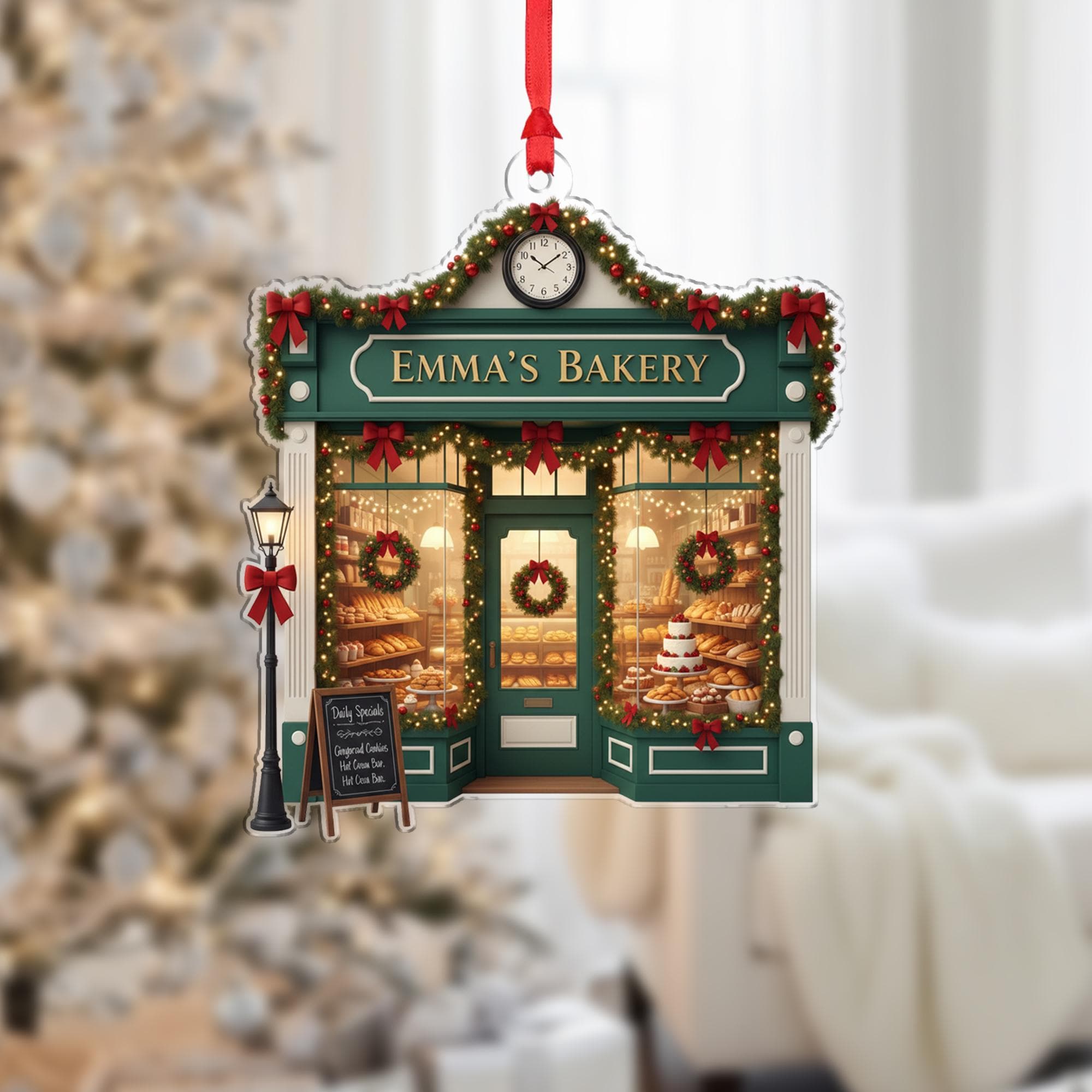 Holiday Bakery Shop Ornament – Miniature Storefront Xmas Decoration image 1