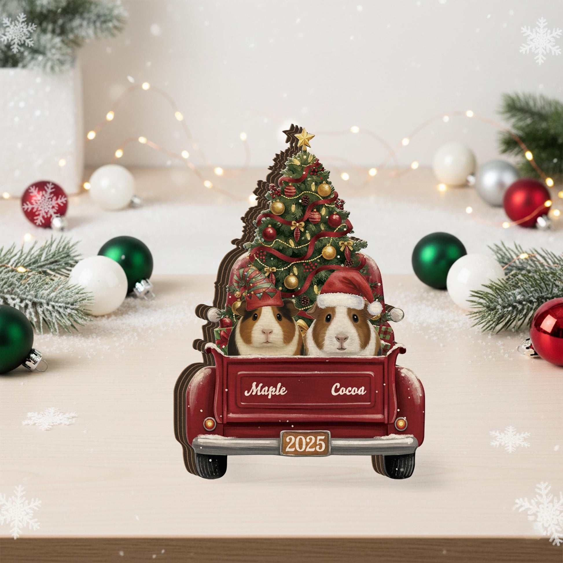 Custom Guinea Pig Christmas Wooden Name Blocks - Christmas Home decor image 6