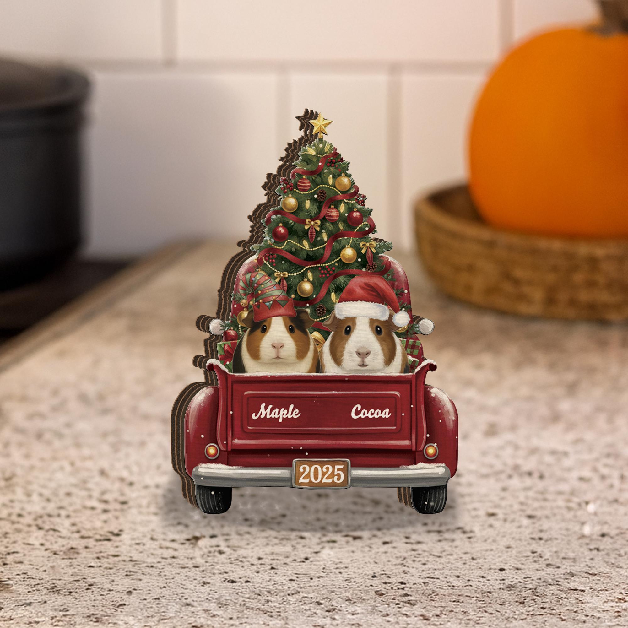 Custom Guinea Pig Christmas Wooden Name Blocks - Christmas Home decor image 8