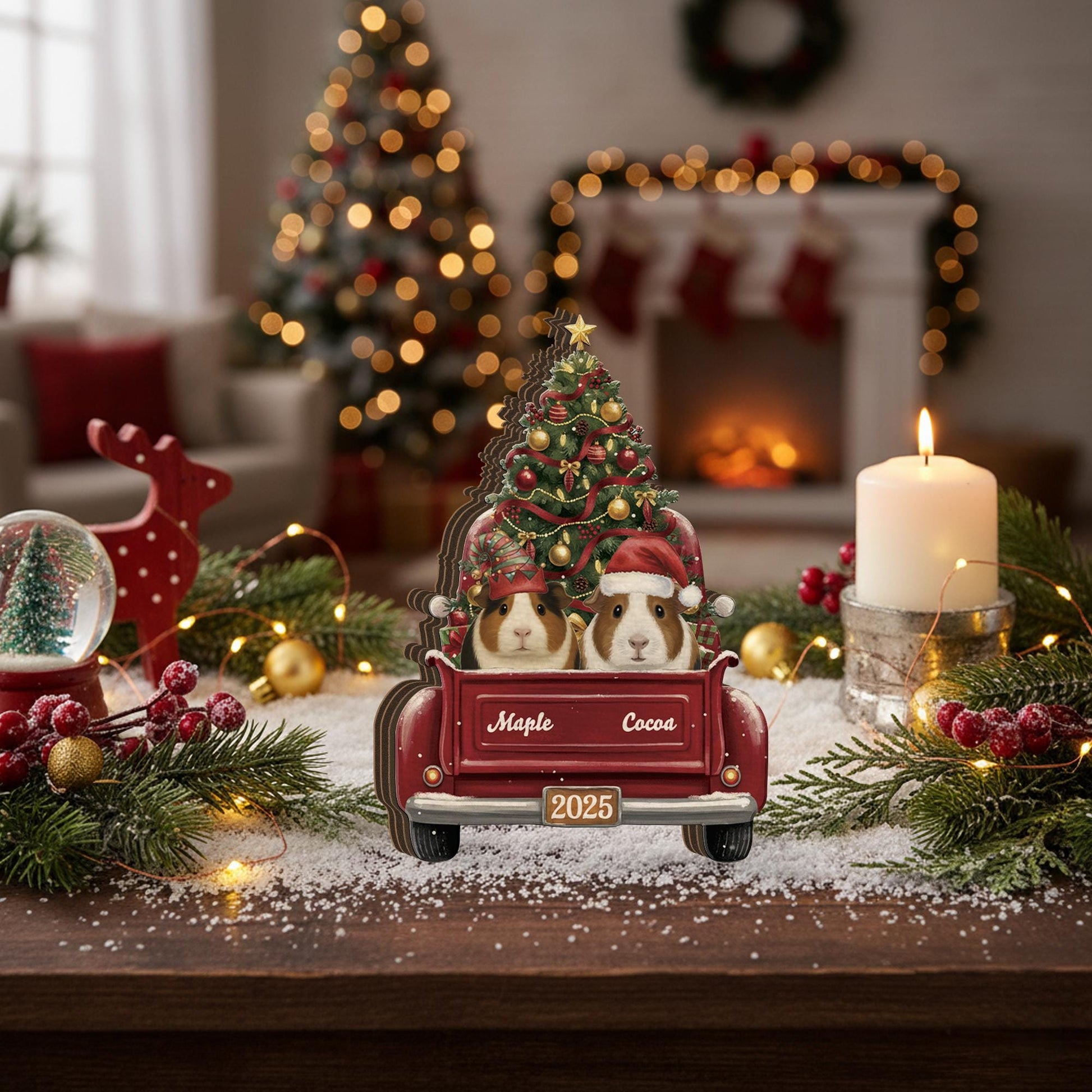 Custom Guinea Pig Christmas Wooden Name Blocks - Christmas Home decor image 7