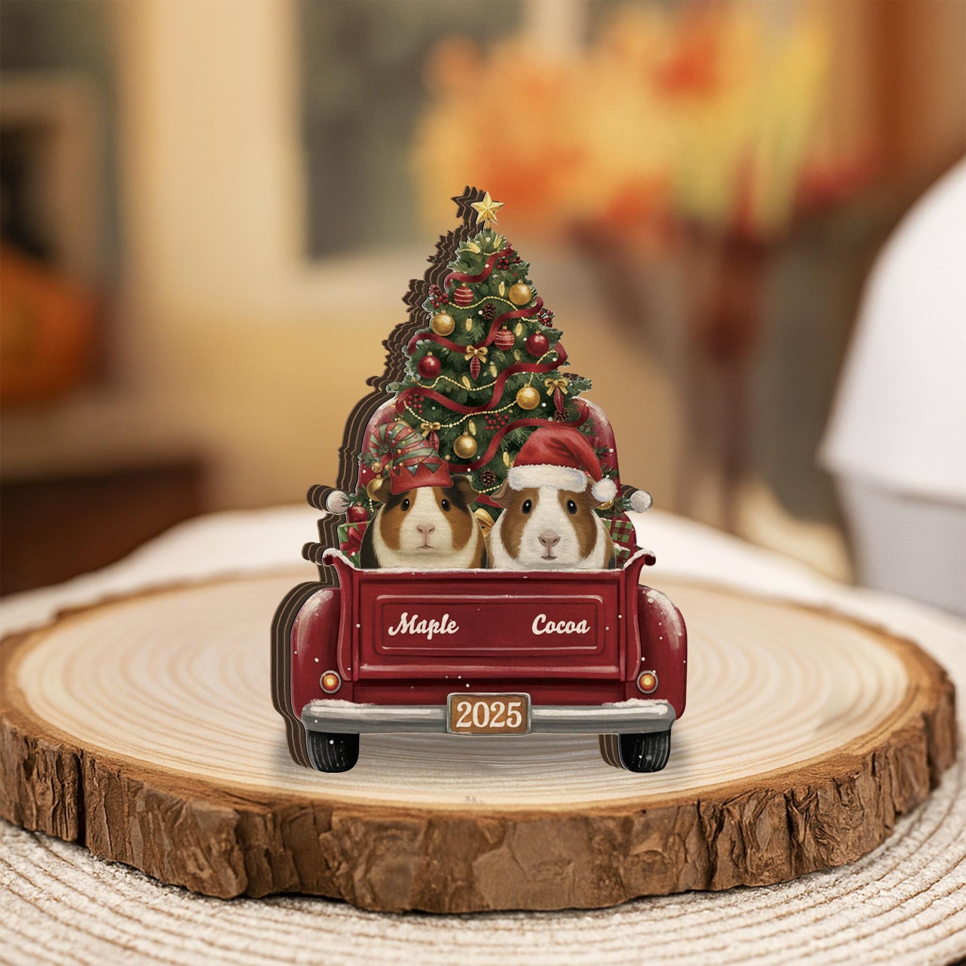 Custom Guinea Pig Christmas Wooden Name Blocks - Christmas Home decor image 9