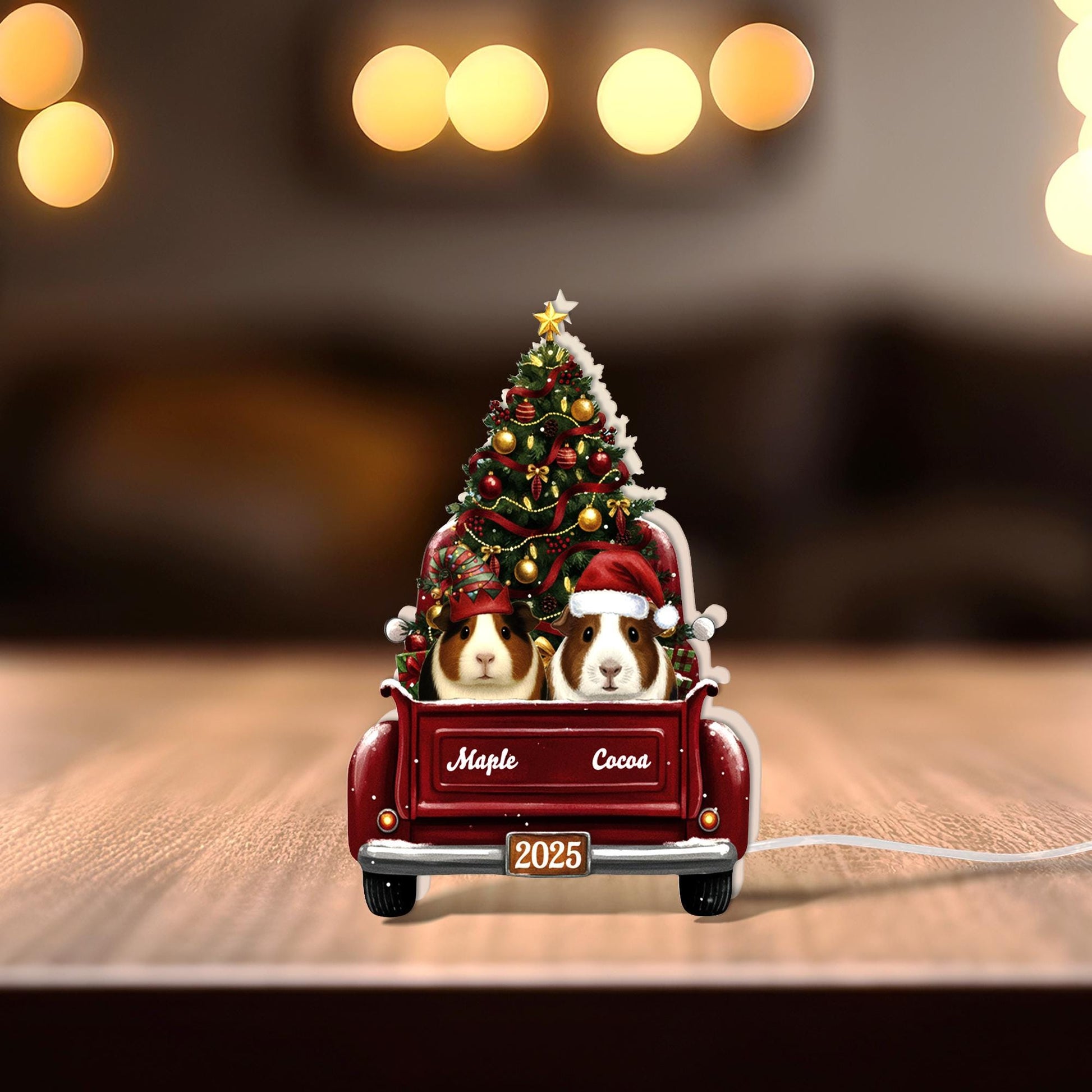 Custom Guinea Pig Christmas Night Light Box: Holiday LED Table Lamp image 8