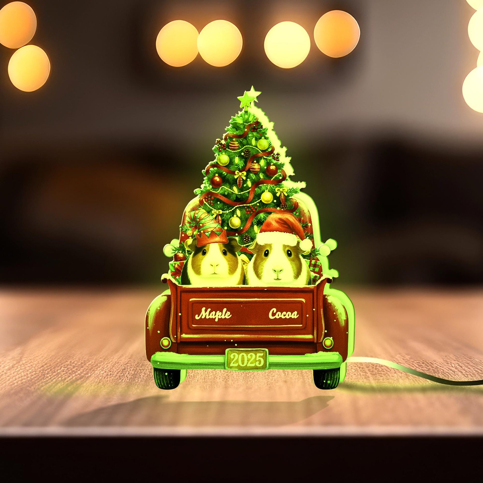Custom Guinea Pig Christmas Night Light Box: Holiday LED Table Lamp image 5