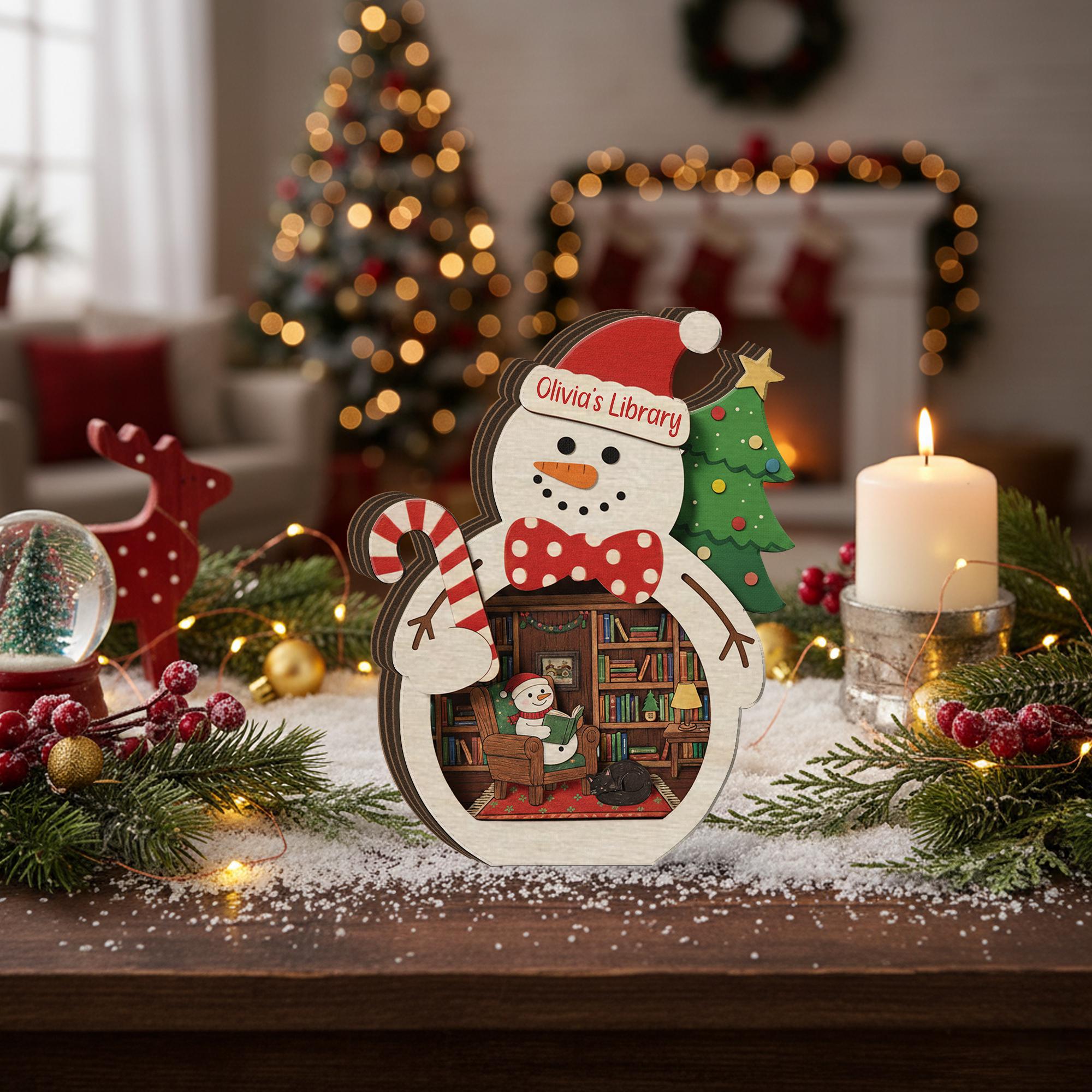 Custom Wooden Book-Room Blocks Christmas-Theme Décor image 5