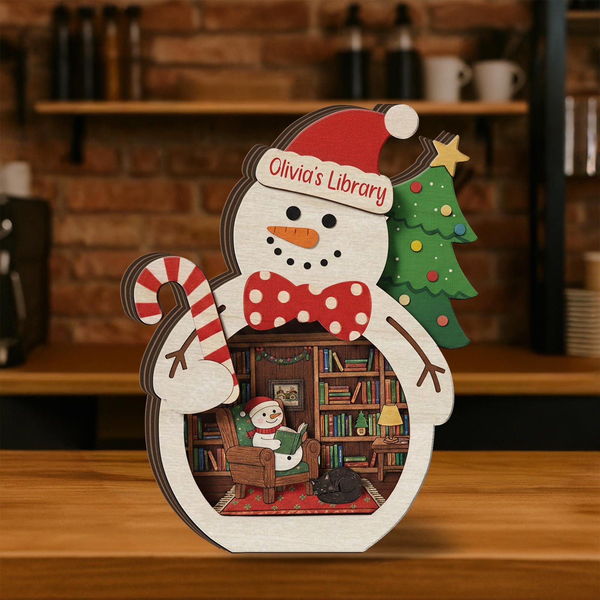 Custom Wooden Book-Room Blocks Christmas-Theme Décor image 2