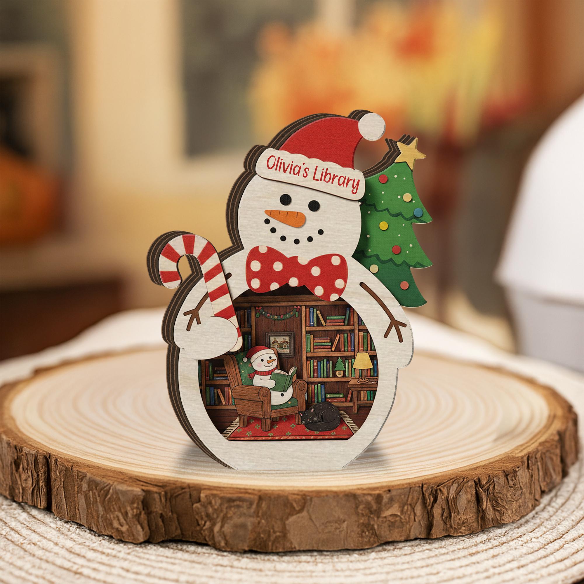 Custom Wooden Book-Room Blocks Christmas-Theme Décor image 6