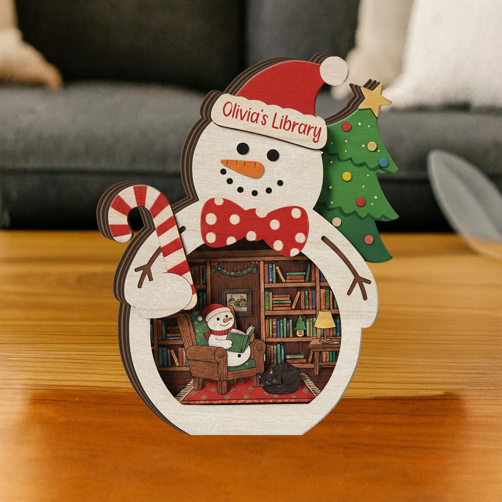 Custom Wooden Book-Room Blocks Christmas-Theme Décor image 1