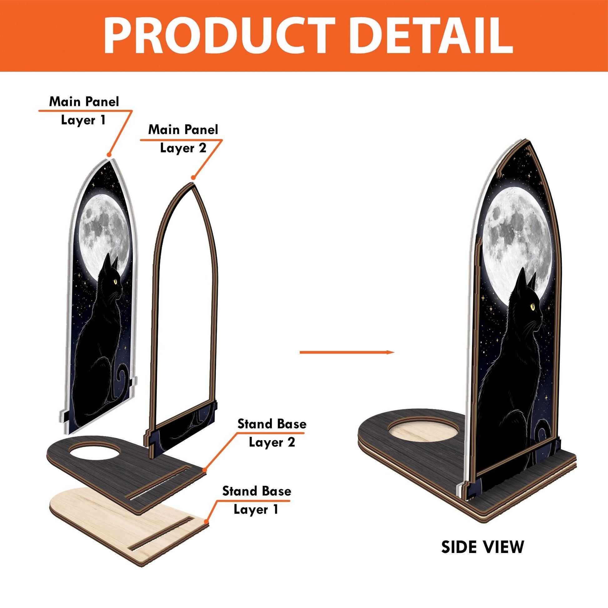 Black Cat & Full Moon Candle Holder Ornament – Gothic Christmas Table Accent image 7