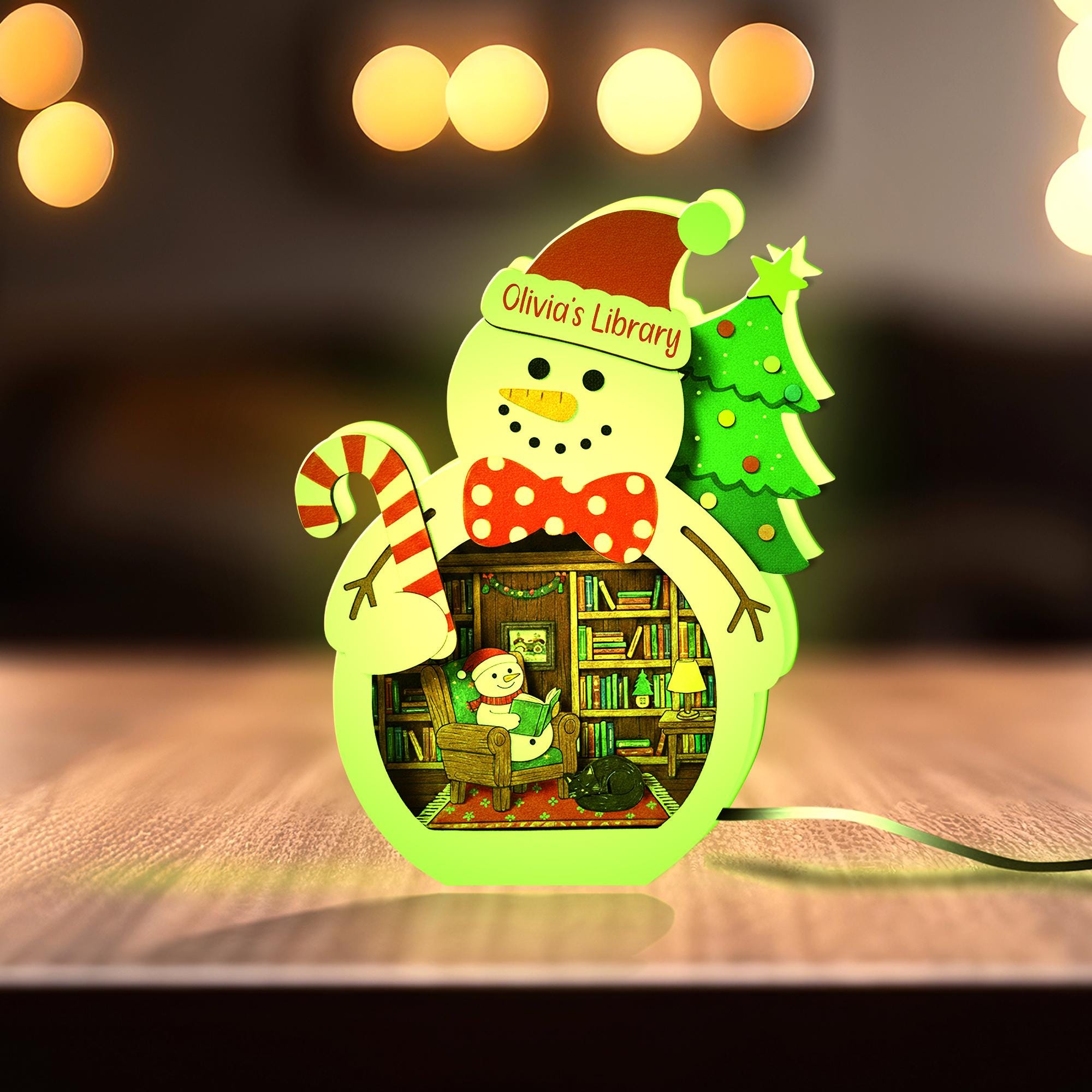Custom Book Lover Christmas Night Light Box: LED Book Room Decor image 4