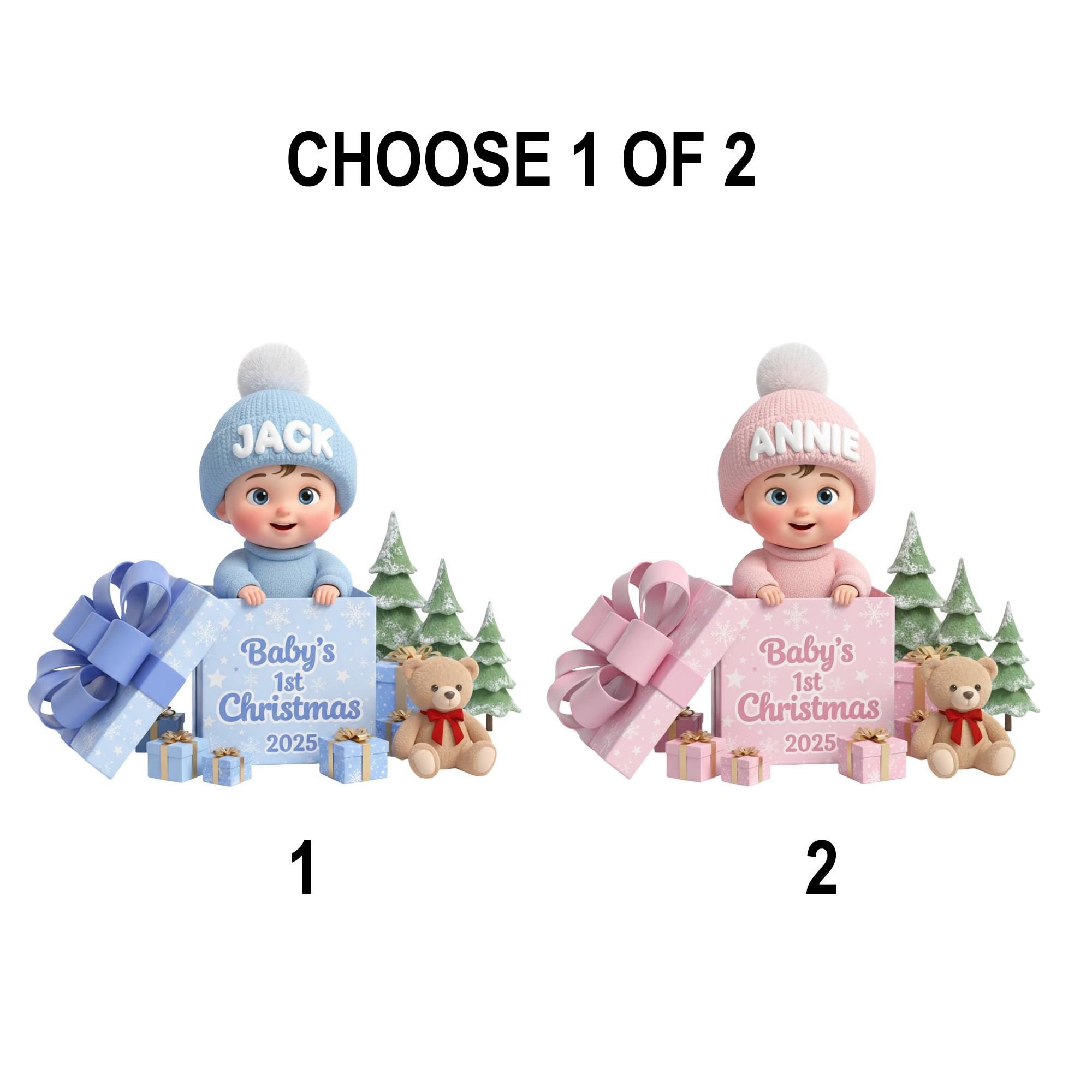 Personalized Baby’s First Christmas Ornament 2025 – Baby Girl or Boy Tree Decoration image 2