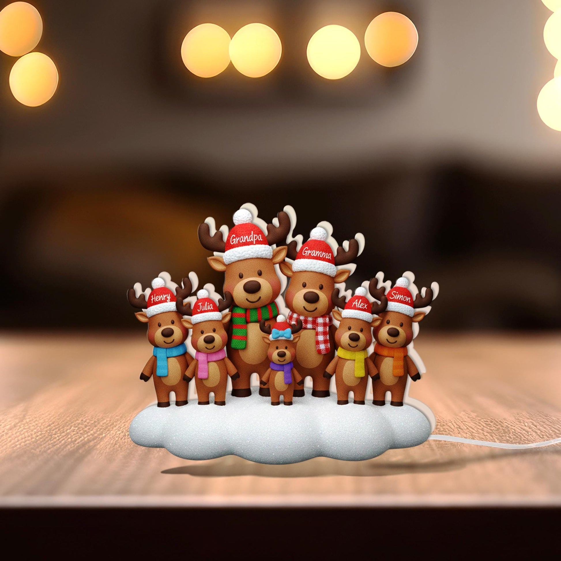 Custom Reindeer Family LED Light Box with Grandma Grandpa: Personalized Names Lamp image 3