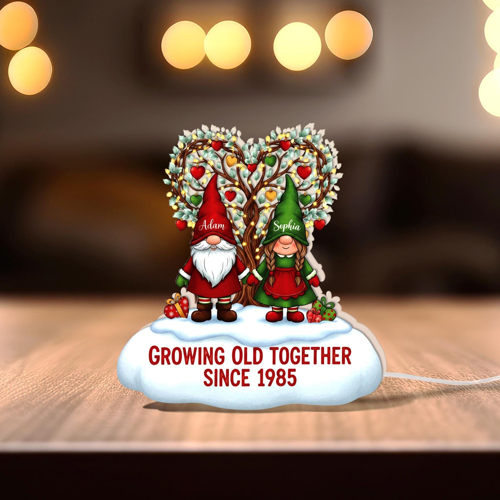 Custom Gnome Couple Night Light Box: LED Home Decor image 5