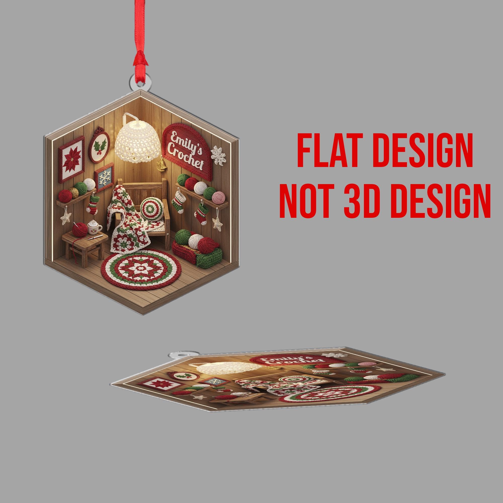 Personalized Crochet Room Ornament – Holiday Yarn Lover Gift image 2