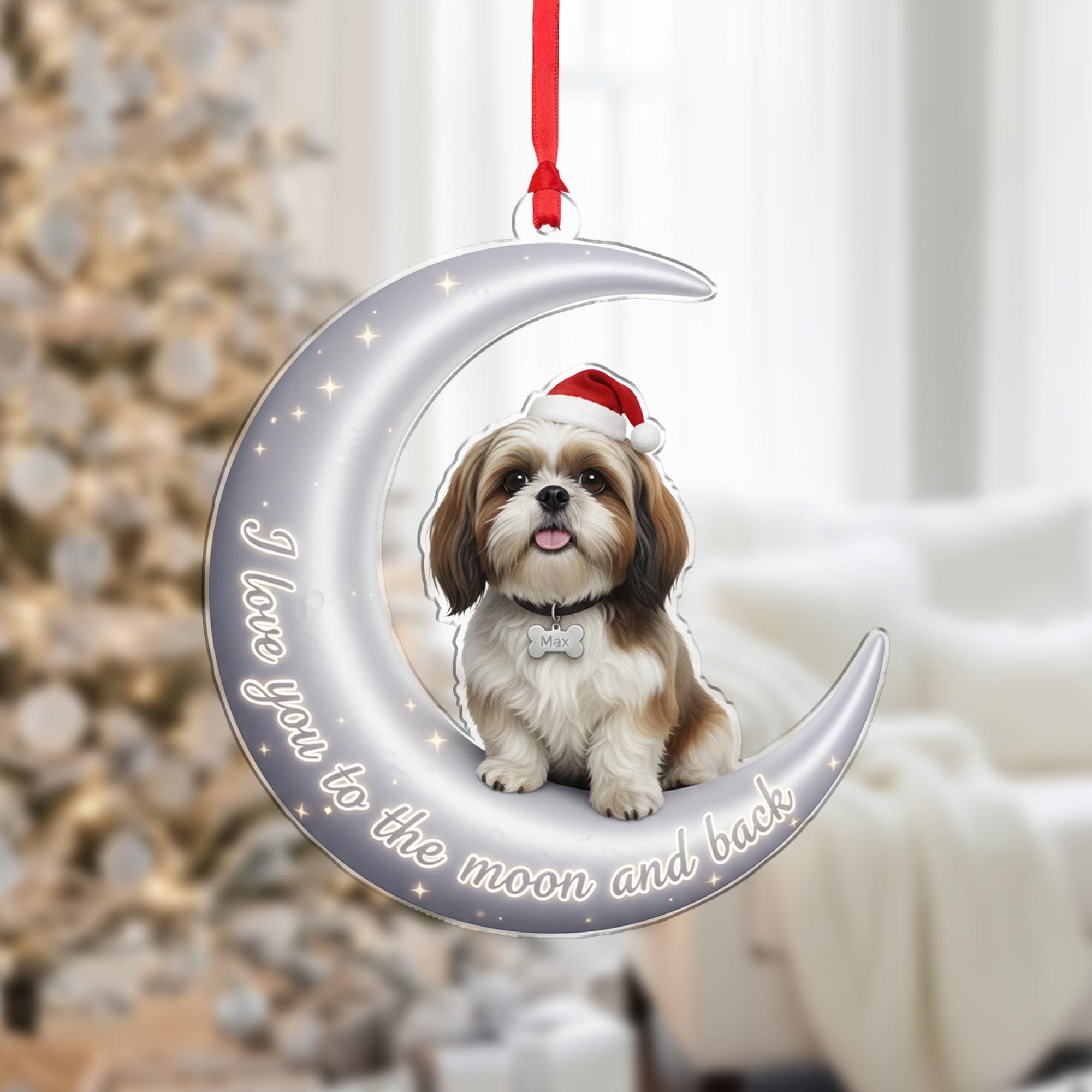 Personalized Shih Tzu Moon Ornament, Custom Dog Keepsake image 2