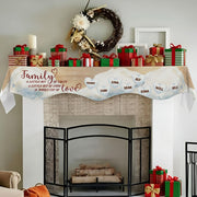 Custom Polyester Mantel Scarf: Personalized Snow Family Name Banner - Winter Fireplace Drape image 1