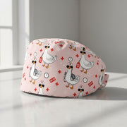 Cotton Scrub Cap: Goose Print, RN Nurse Theme, “Cuff ’Em” Design image 1