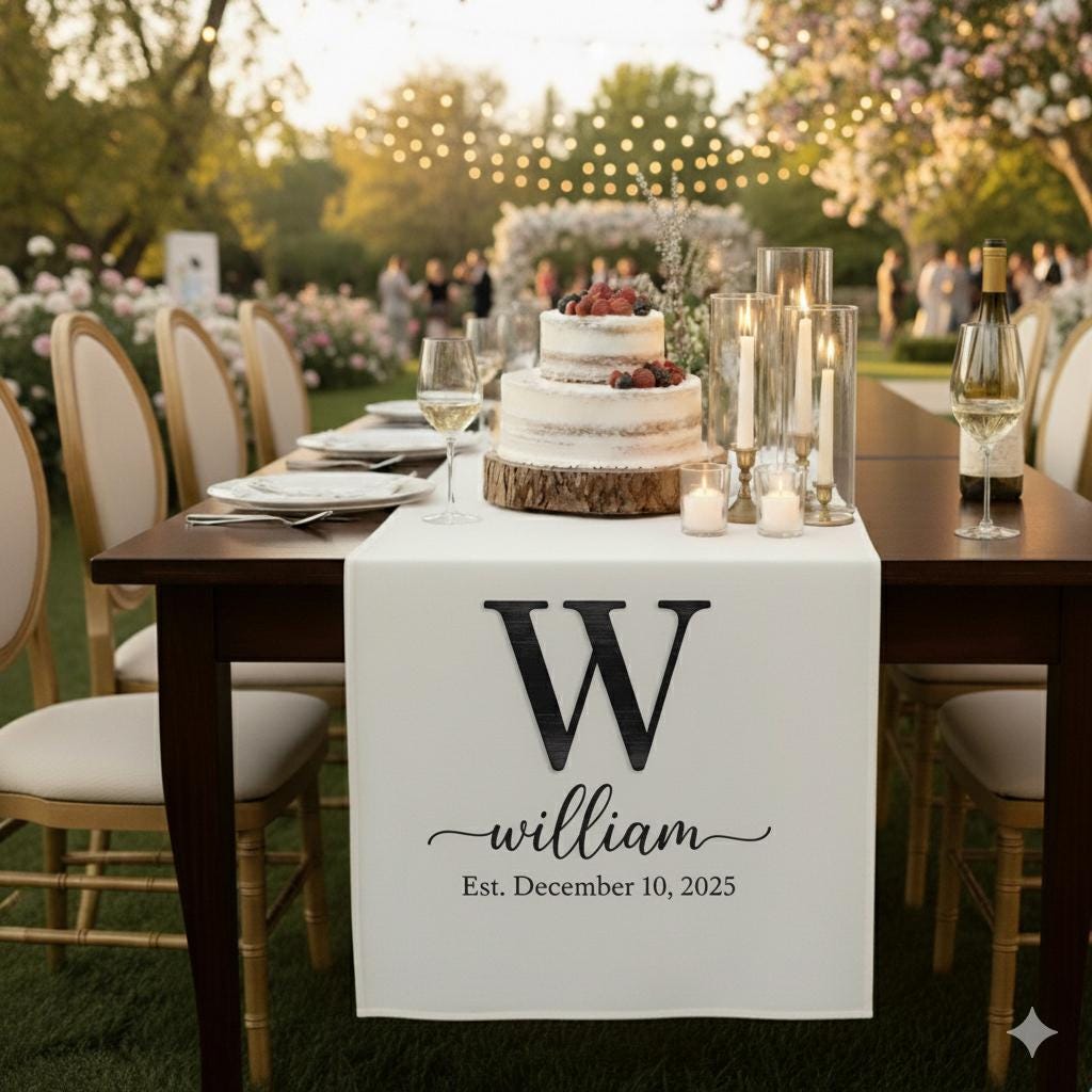Custom Wedding Table Sign with Initial: Personalized Monogram Family Name and Date image 2