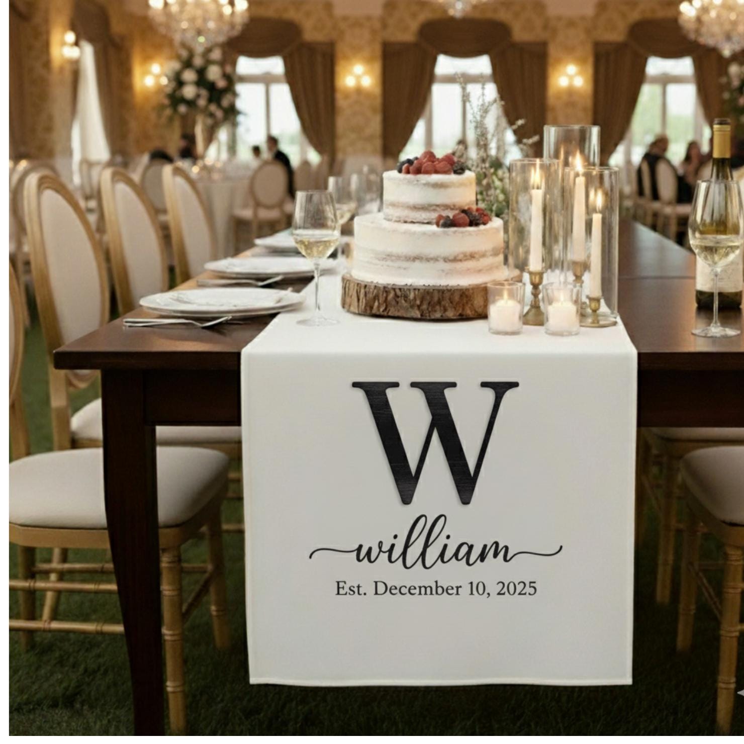 Custom Wedding Table Sign with Initial: Personalized Monogram Family Name and Date image 1