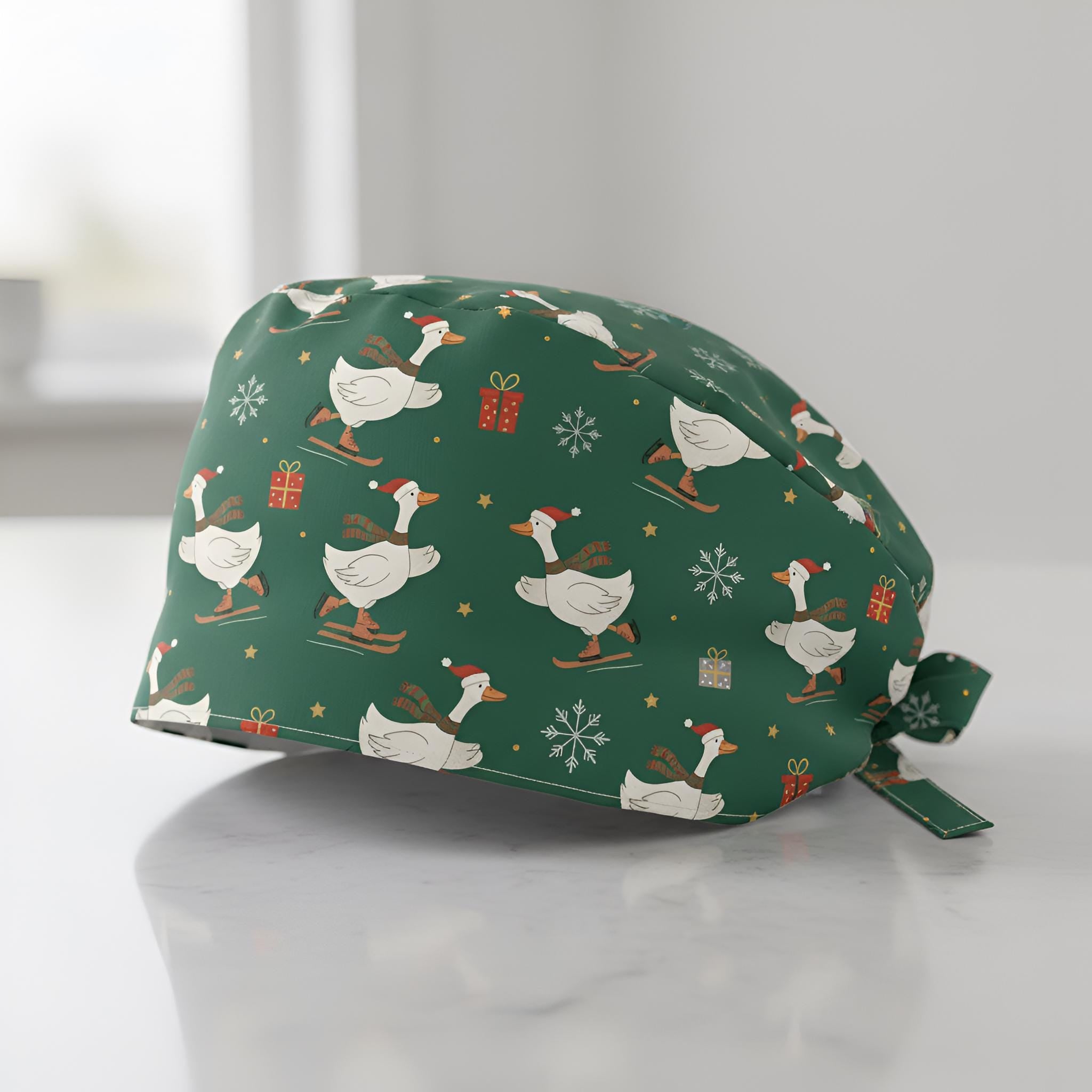 Medical Scrub Cap: Christmas RN Goose Print, Nurse Theme, Festive Pattern image 3