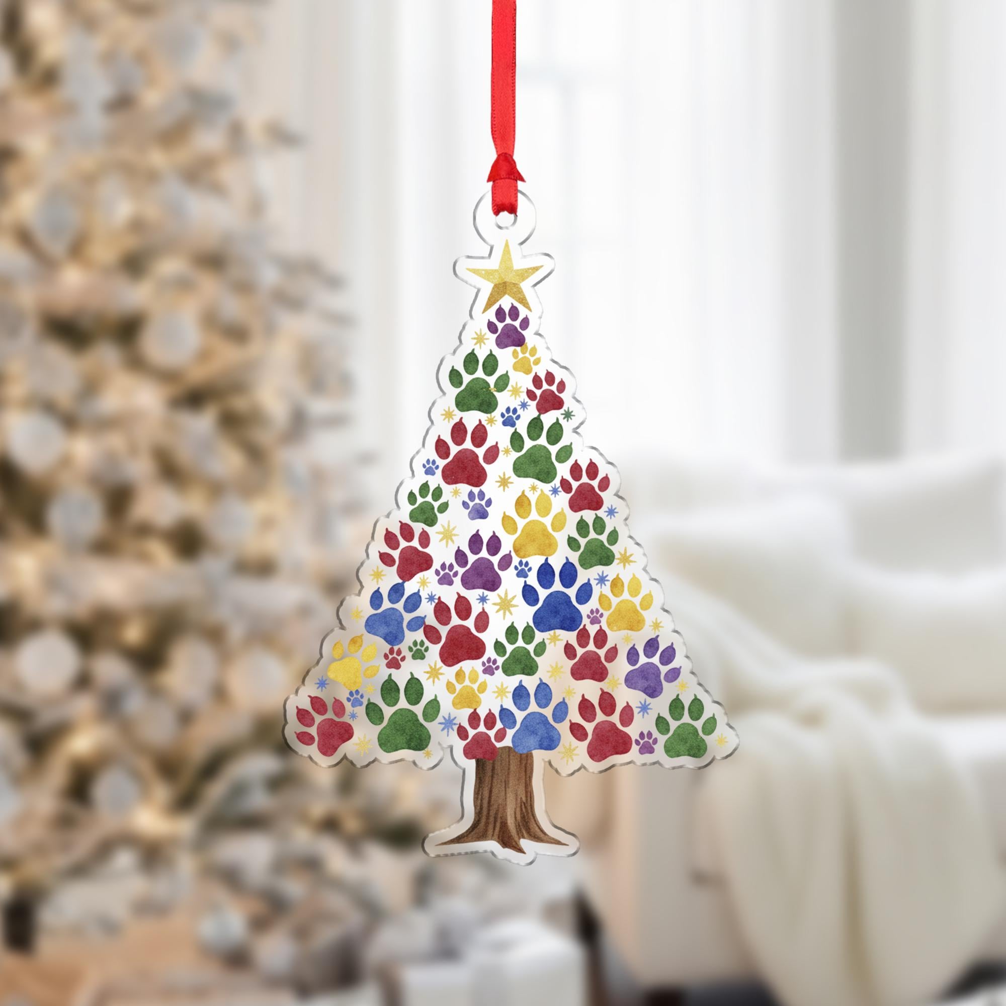 Paw Print Christmas Ornament – Pet Tree Decoration, Colorful Paw Design, Animal Lover Holiday Decor image 1