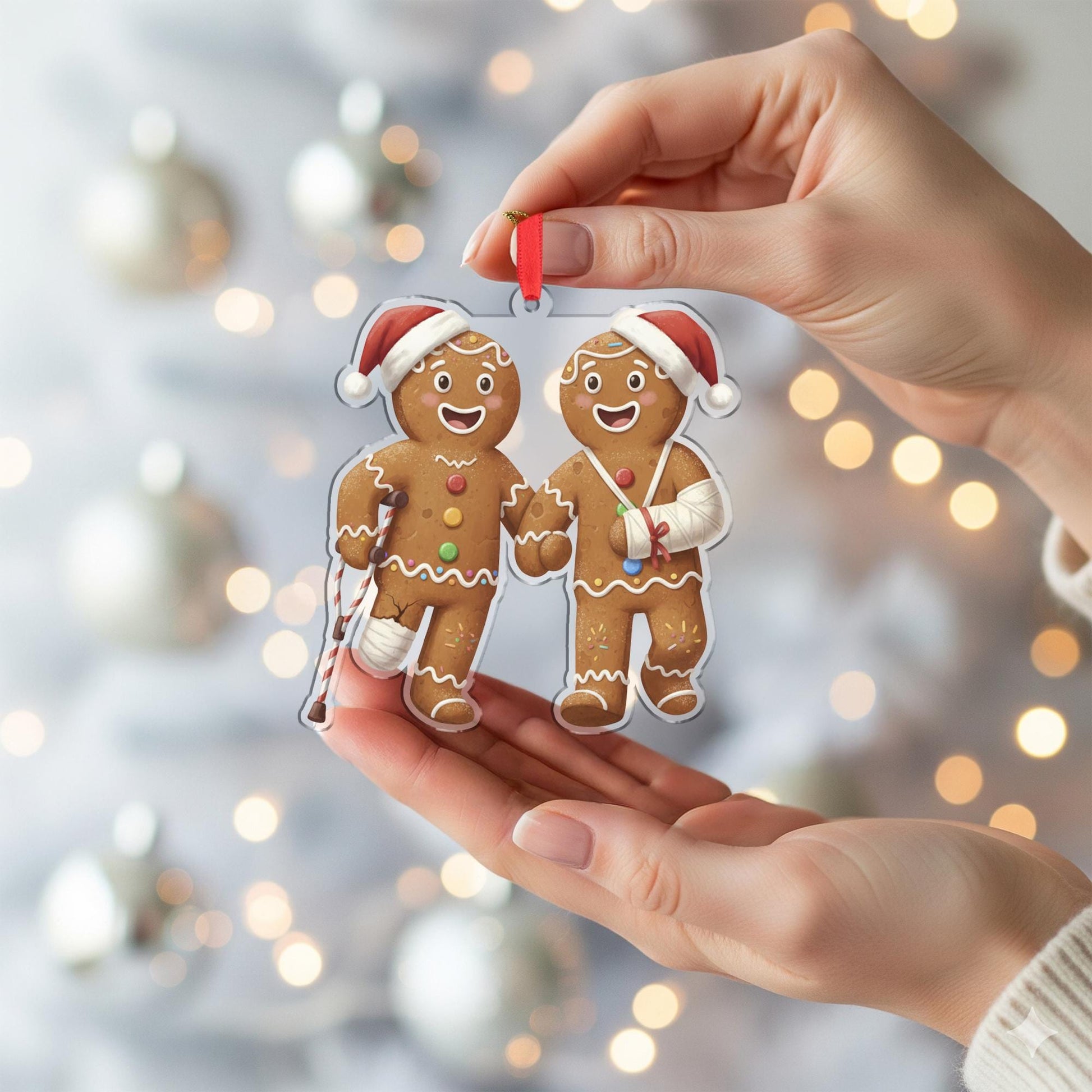 Gingerbread Couple Ornament – Christmas Tree Decoration, Broken Cookie Design, Funny Holiday Decor image 4