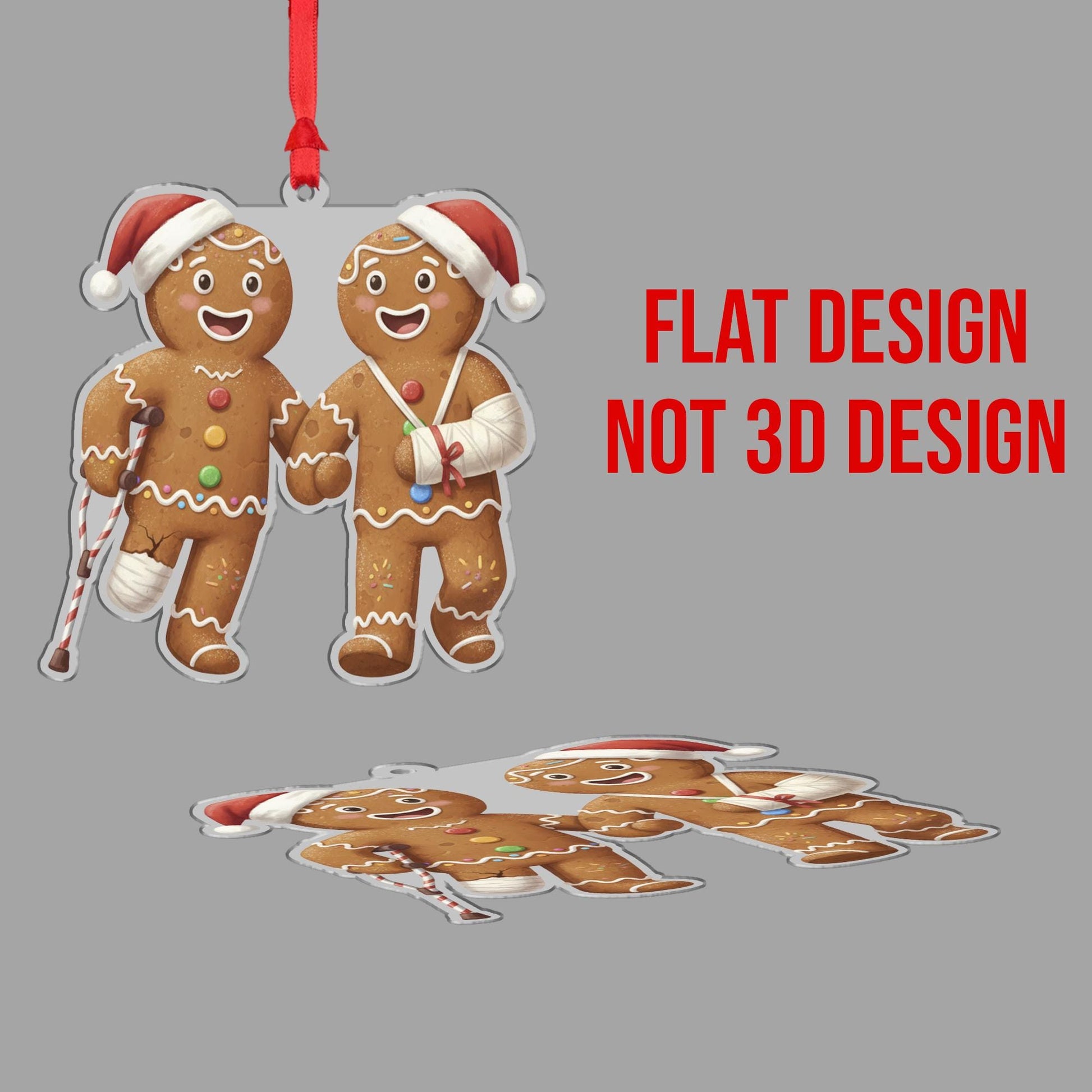 Gingerbread Couple Ornament – Christmas Tree Decoration, Broken Cookie Design, Funny Holiday Decor image 5