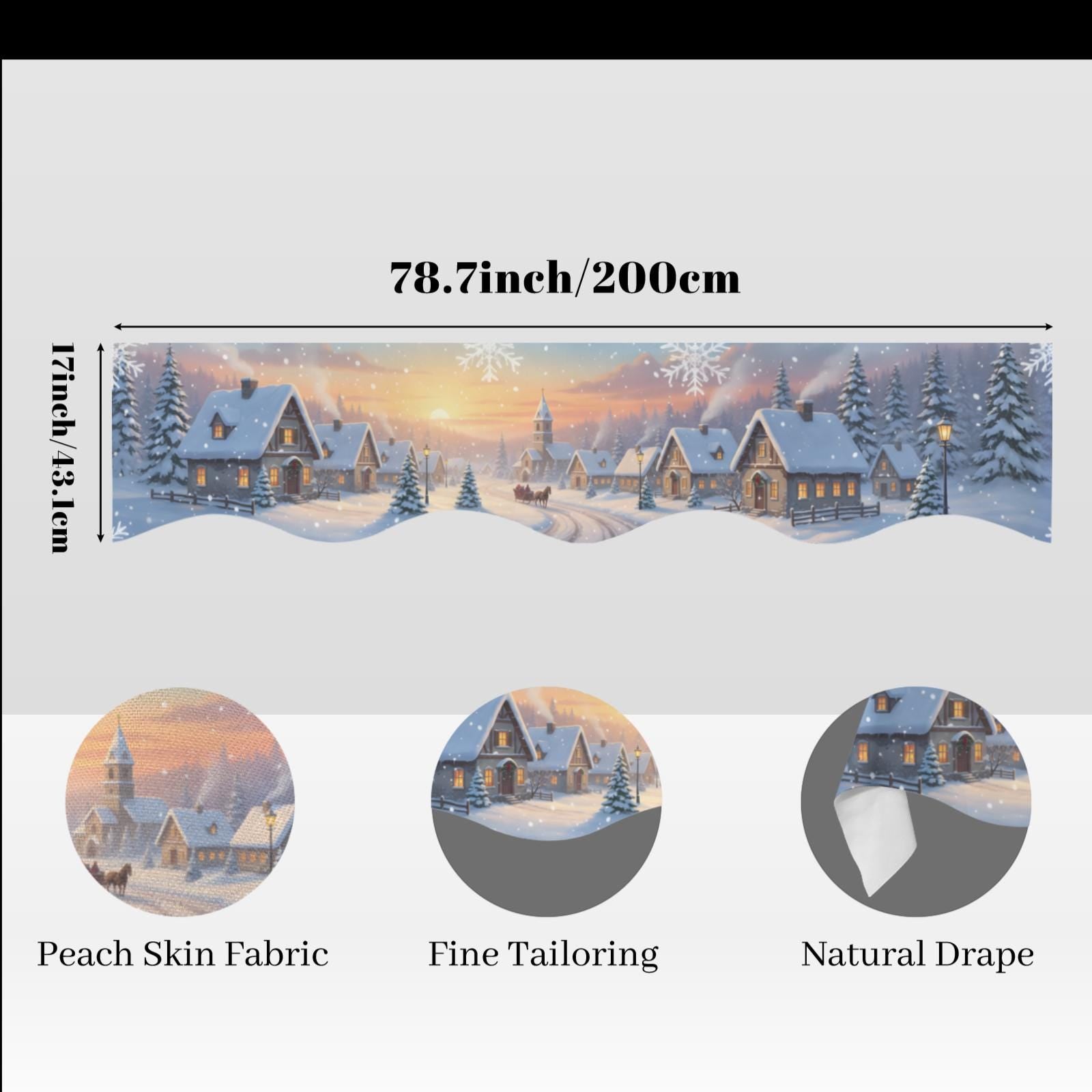 Winter Village Fireplace Mantel Scarf – Christmas Mantel Cover, Snowy Scene Decoration, Holiday Home Decor image 4