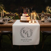 Custom Wedding Table Runner with Initials, Names, and Date image 1