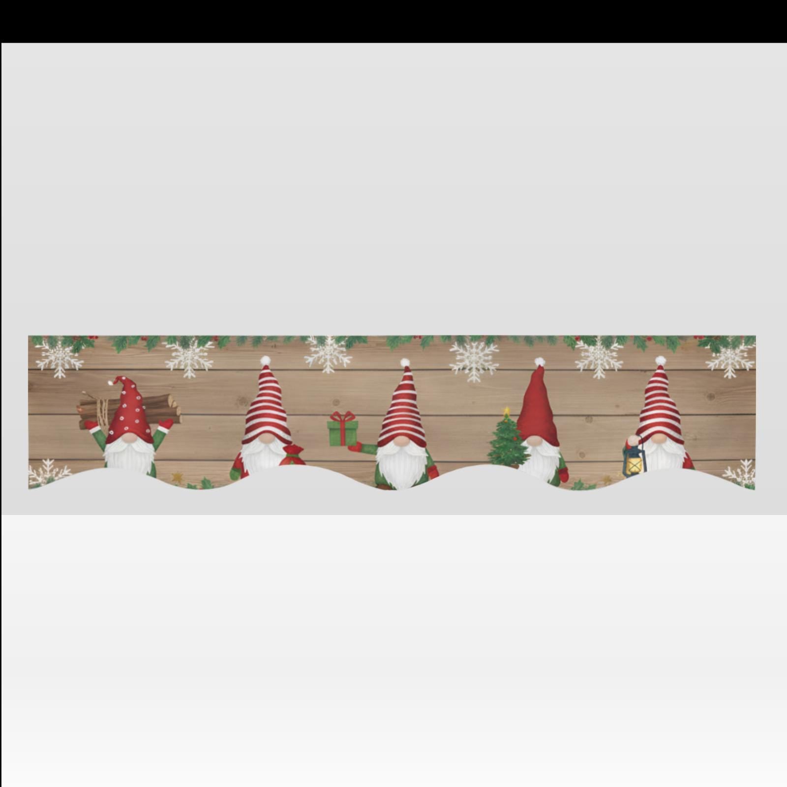 Gnome Fireplace Mantel Scarf – Christmas Mantel Cover, Nordic Holiday Decoration, Rustic Wood Pattern Design image 4
