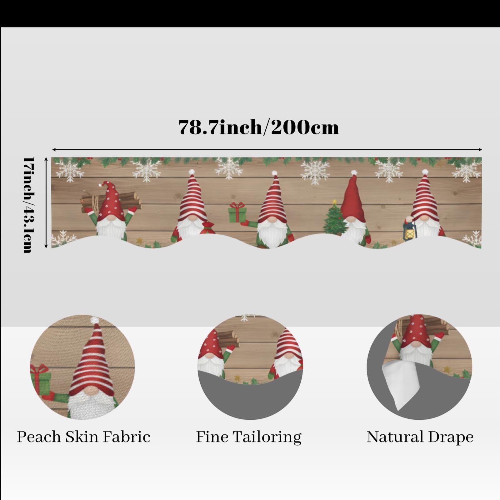 Gnome Fireplace Mantel Scarf – Christmas Mantel Cover, Nordic Holiday Decoration, Rustic Wood Pattern Design image 5