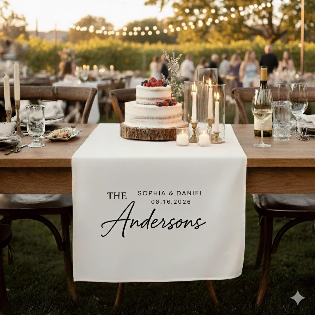 Custom Wedding Table Runner: Personalized Family Name & Date image 4