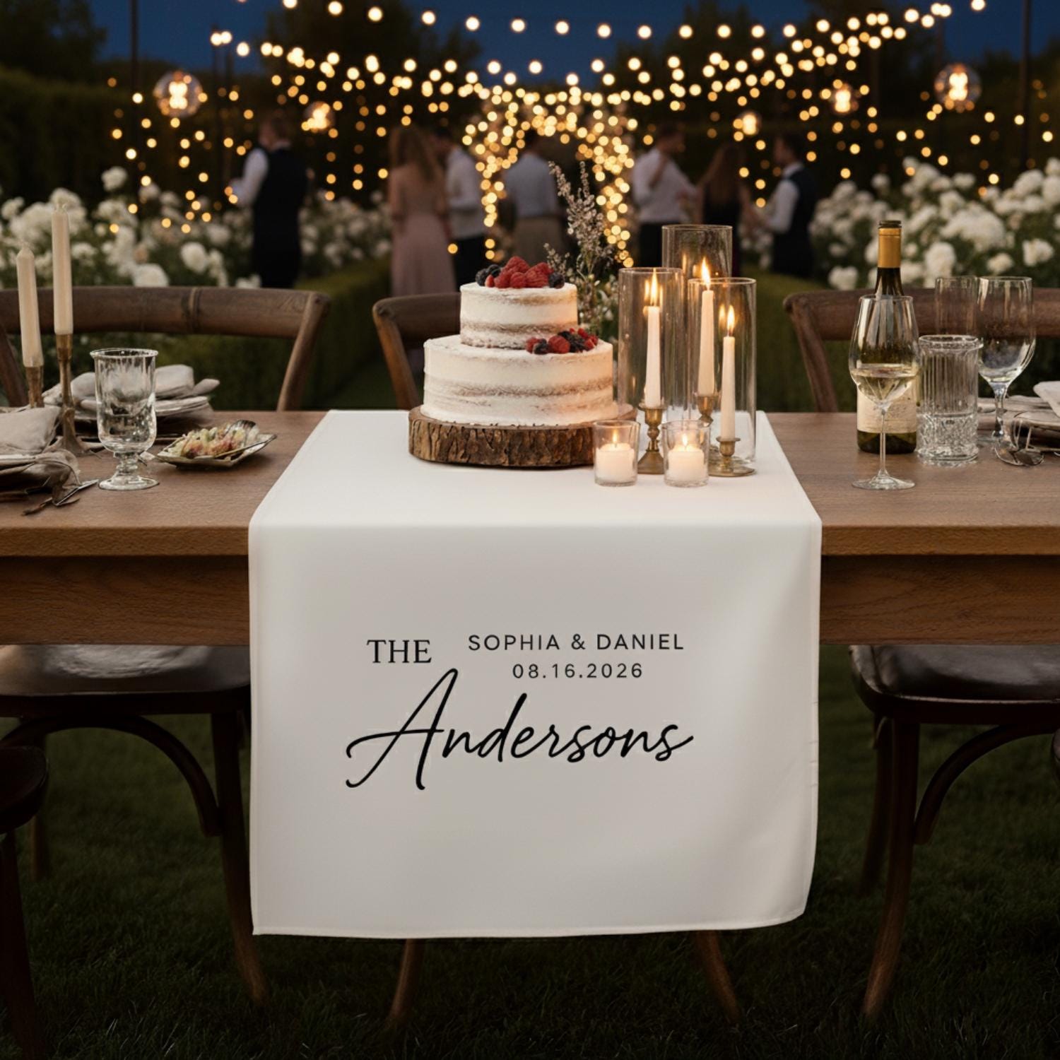 Custom Wedding Table Runner: Personalized Family Name & Date image 1
