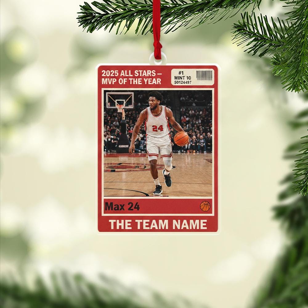 Personalized Basketball Player Card Ornament – Custom Sports Trading Card Christmas Gift for Athletes image 2