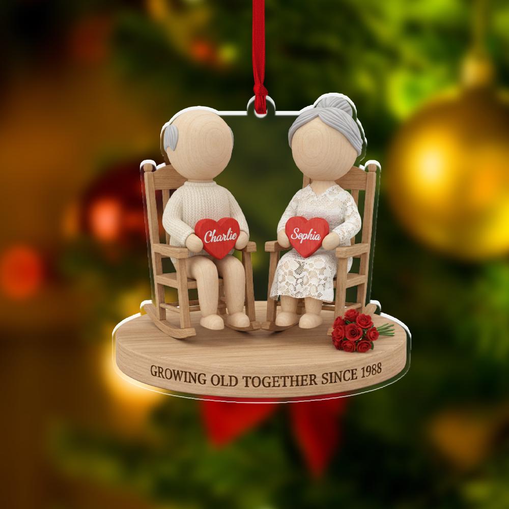 Personalized Couple Ornament – Growing Old Together Anniversary Gift for Parents or Grandparents image 1