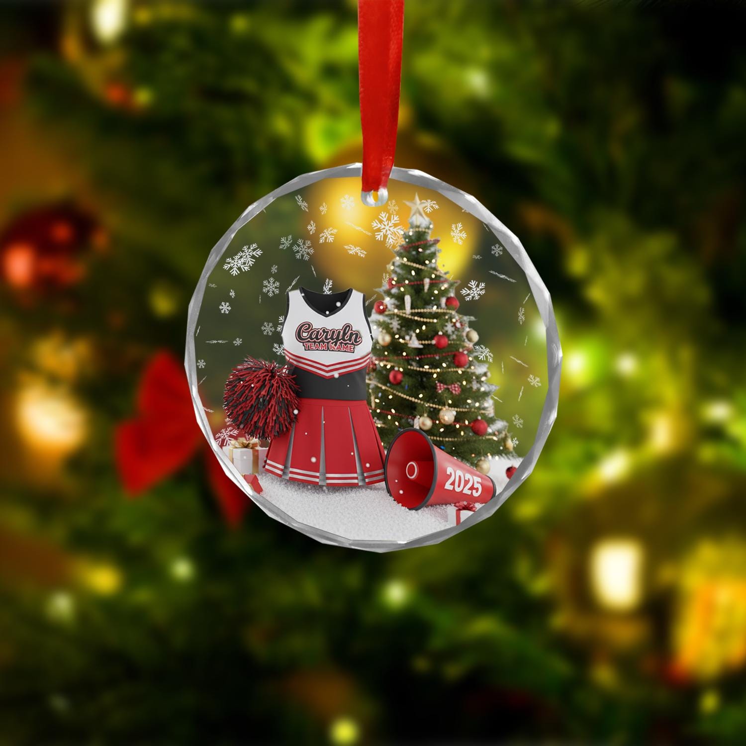 Custom Cheerleader Ornament – Personalized Team Uniform Glass image 2