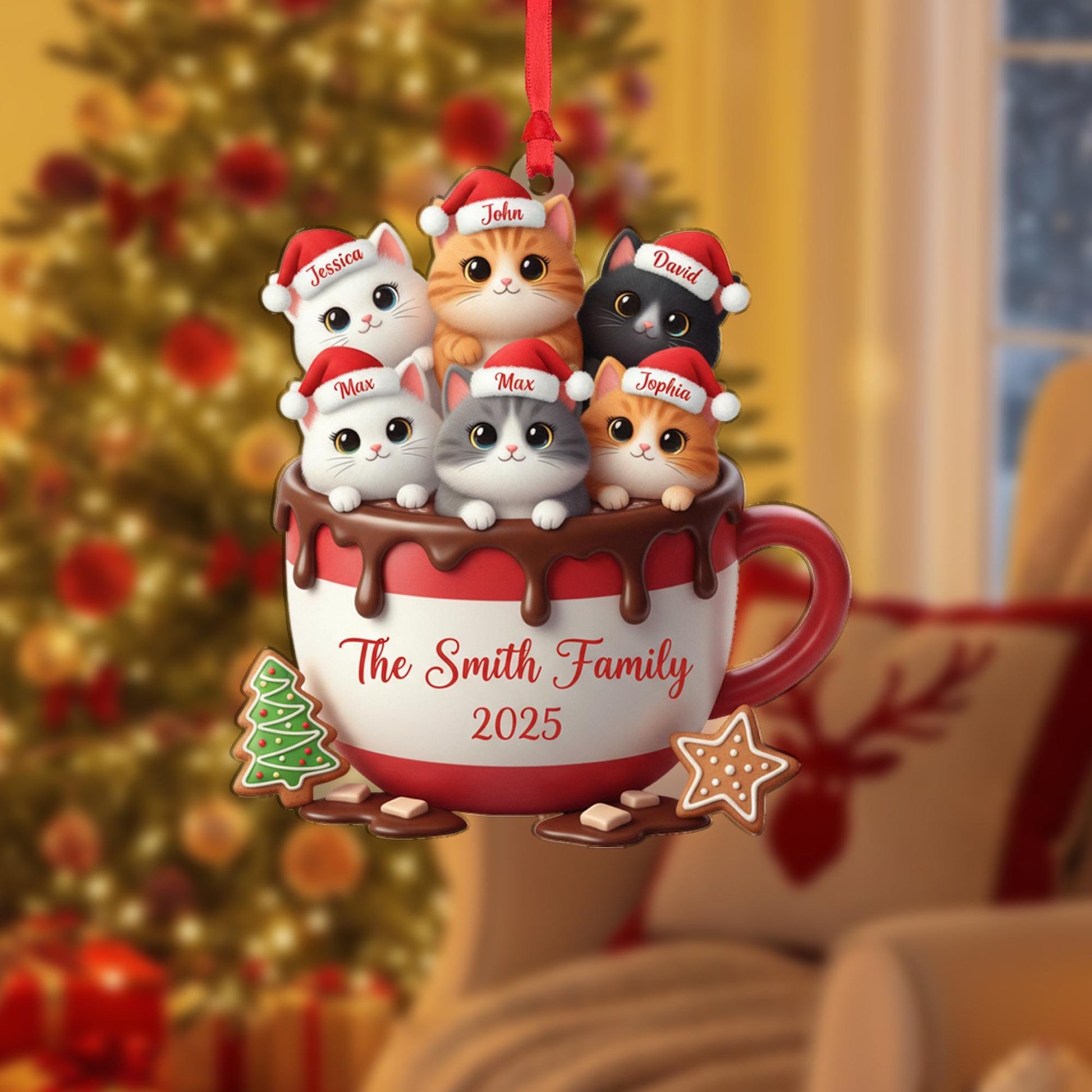 Custom Personalized Christmas Ornament: Cat Name Ornaments image 2