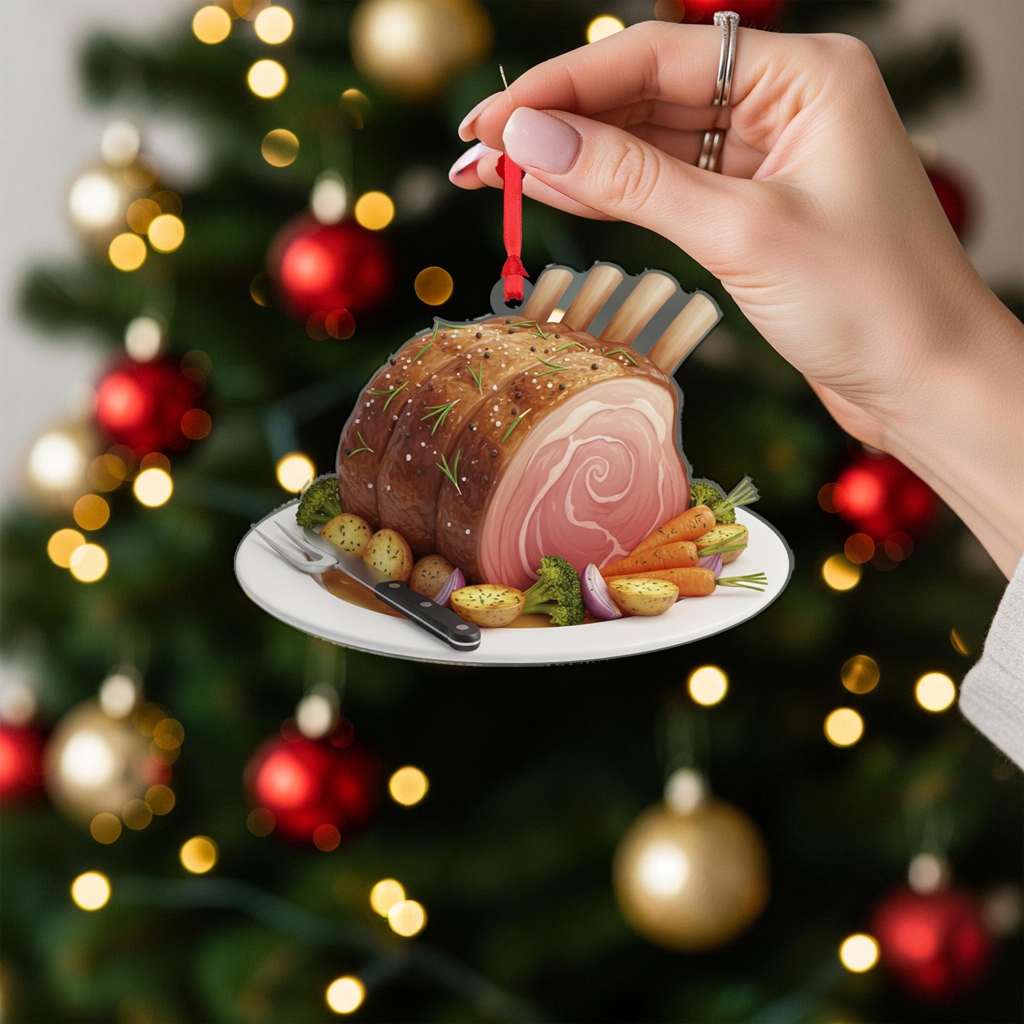 Prime Rib Roast Christmas Ornament: Acrylic Foodie Gift for Chef image 2